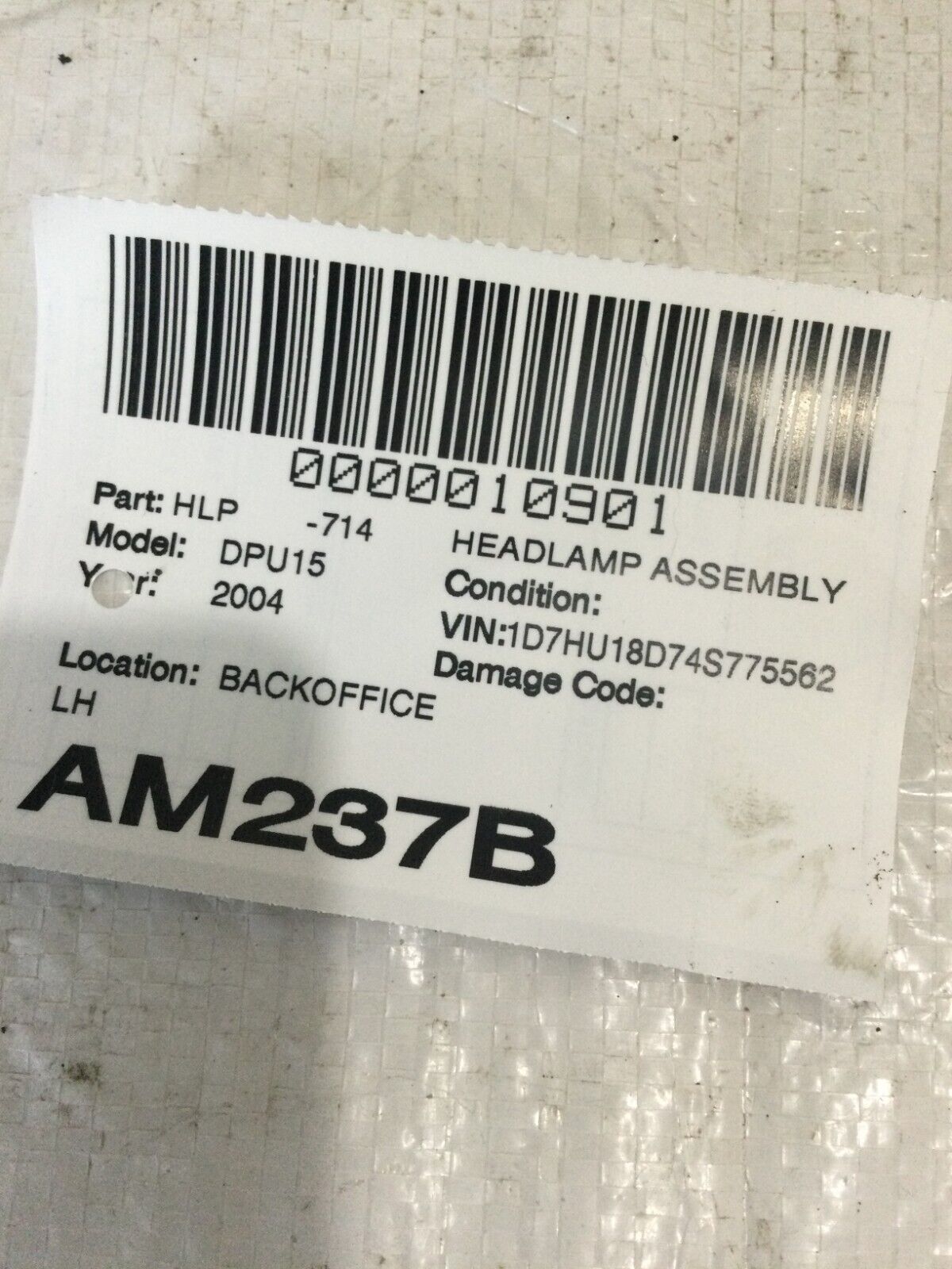 2004 Dodge Ram 1500 Head Light Driver Left  Side 55077121AG OEM LH