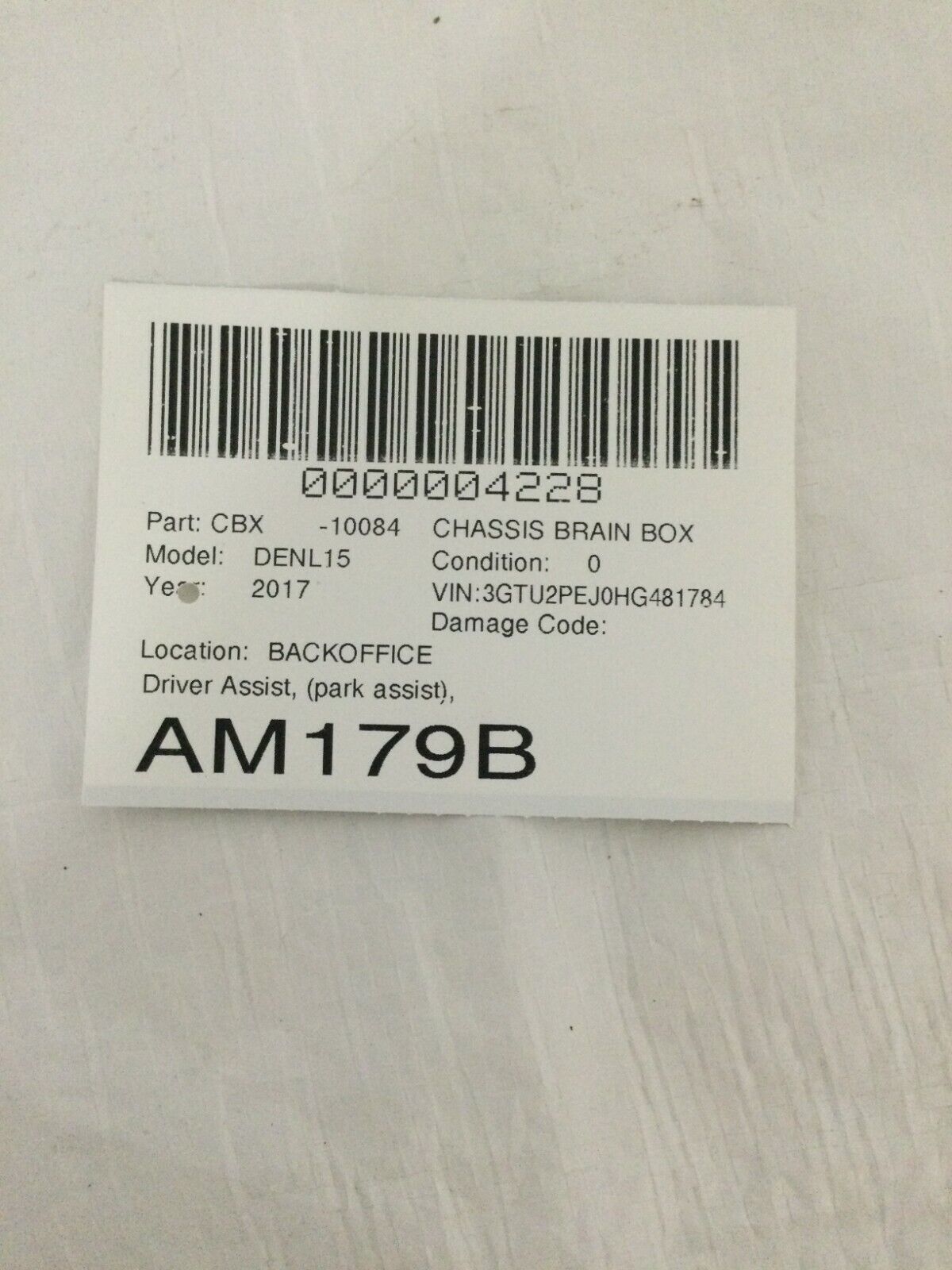 2016-2017 Chevrolet Suburban/Tahoe Front Windshield Park Assist OEM 84227383 