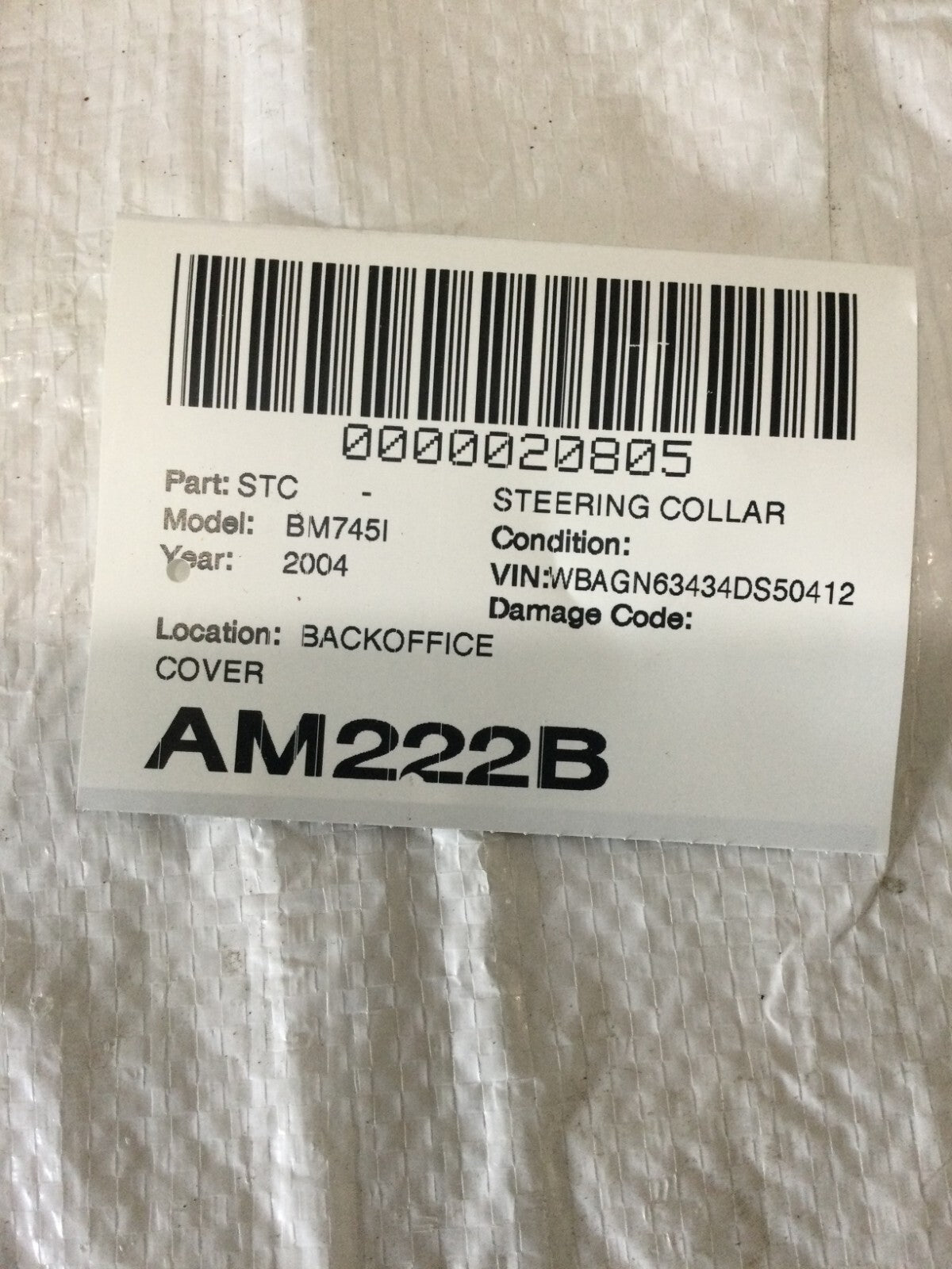 2004 BMW 745I Steering Column Trim Cover 6911542 OEM