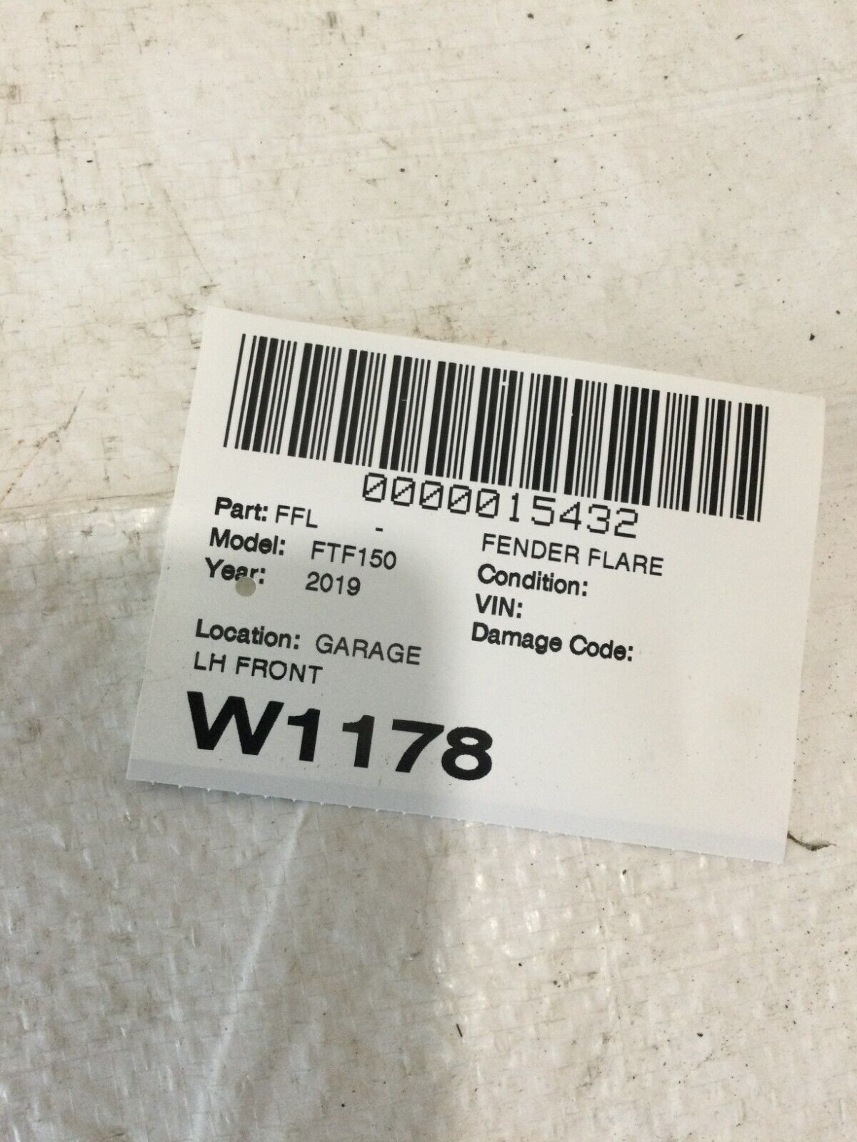 2019 Ford F-150 F150 Left Front Fender Flare OEM