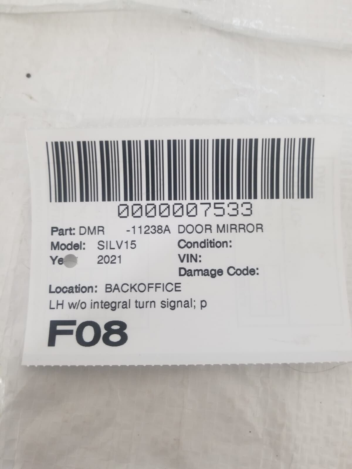 2019-2022 Chevrolet Silverado 1500 Left Driver Side View Door Mirror Black OEM