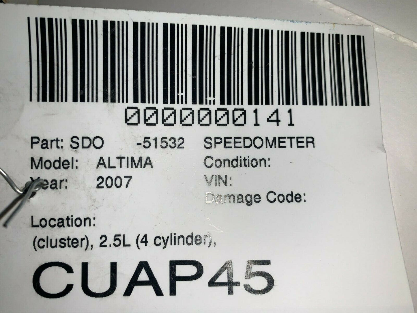 2007 Nissan Altima Speedometer Gauges Instrument Cluster KPH OEM 2.5L 278K