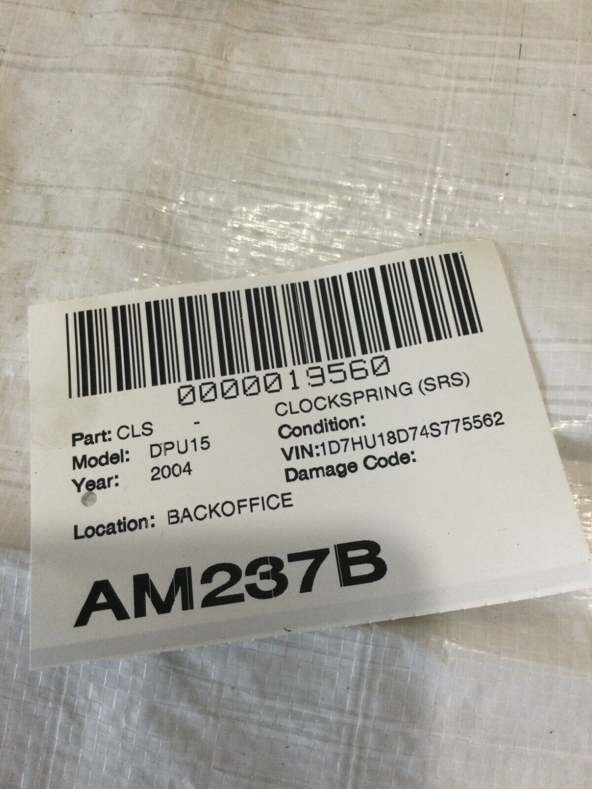 2004 Dodge Ram 1500 Clock Spring OEM 56049795AA