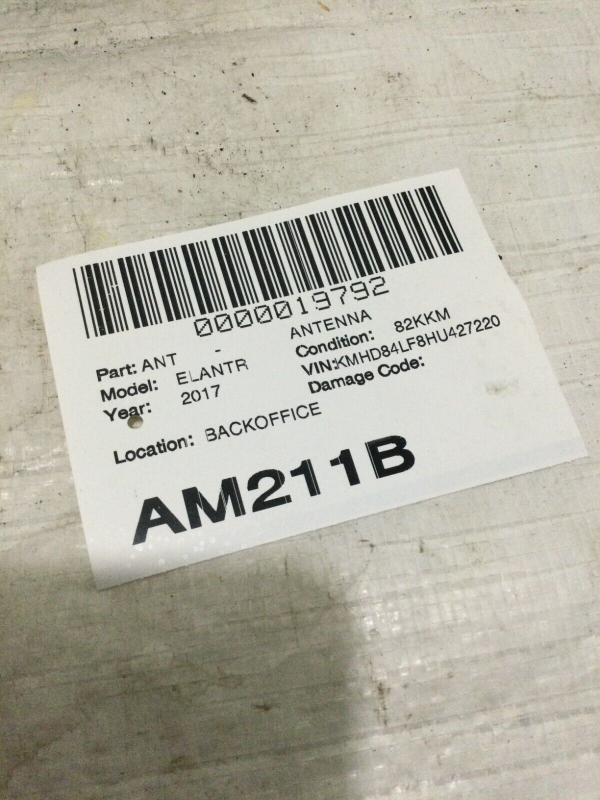 2017-2019 Hyundai Elantra Roof Shark Fin Antenna 96210-F2100W OEM