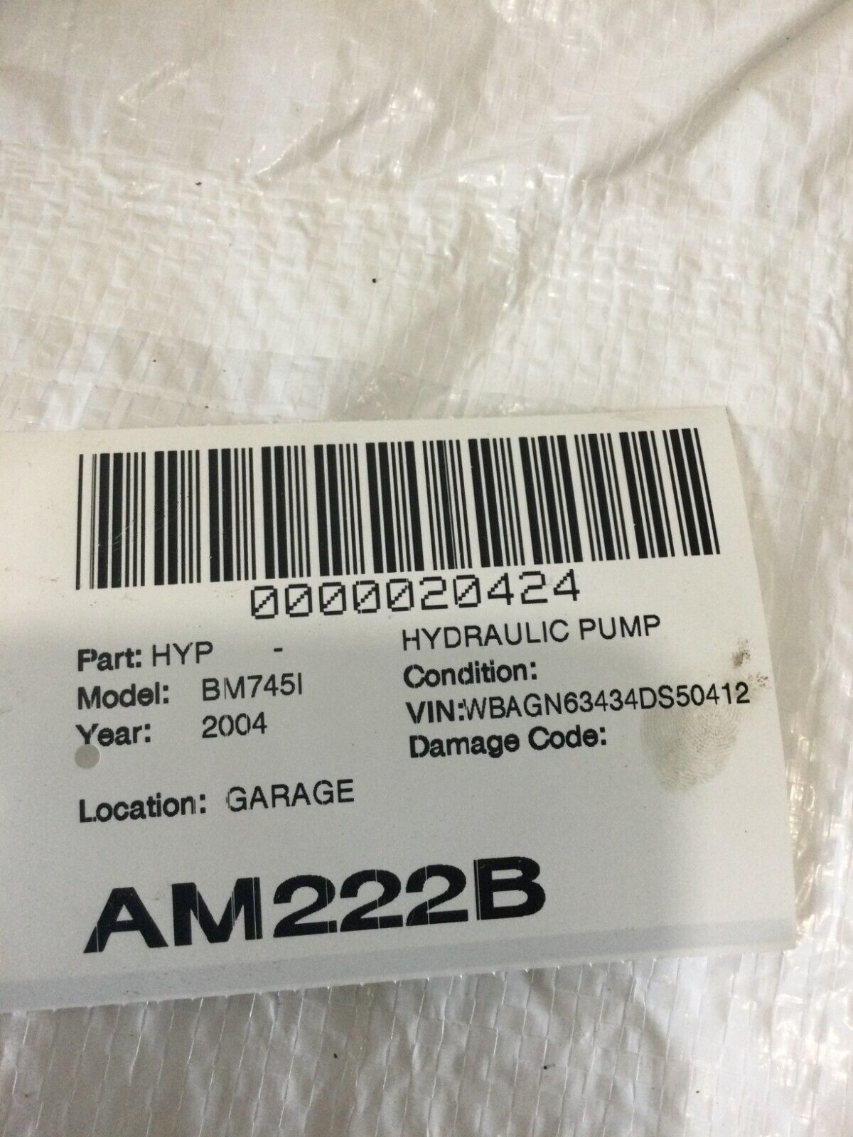 2004 BMW 745I Dynamic Drive Hydraulic Pump OEM