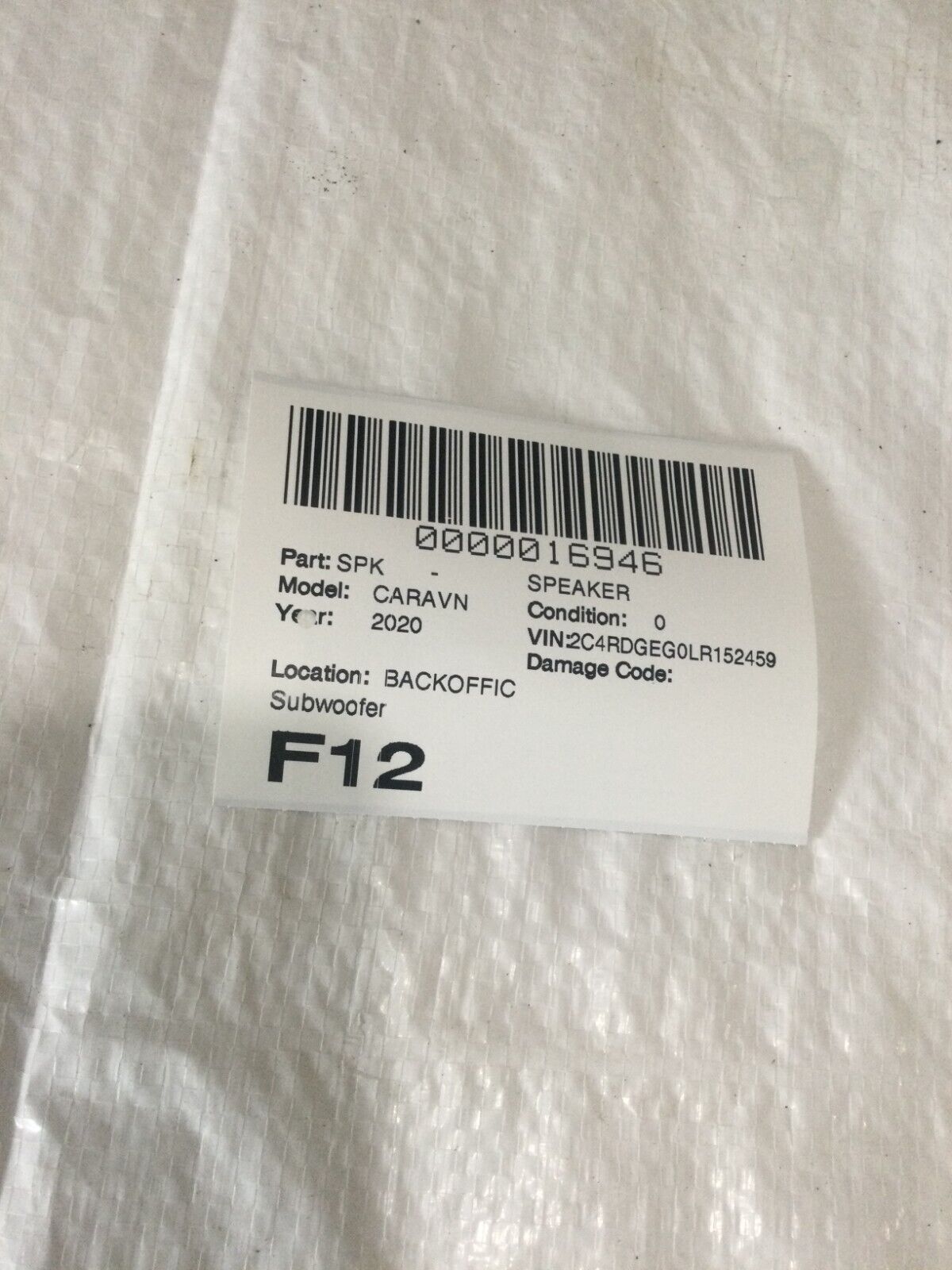 2020 Dodge Grand Caravan Heater Housing Assembly OEM 05107087AF