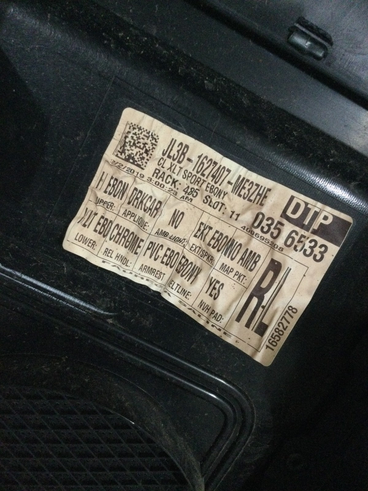 2019 Ford F-150 Rear Left Door Trim Panel OEM JL3B-1627407-ME3ZHE