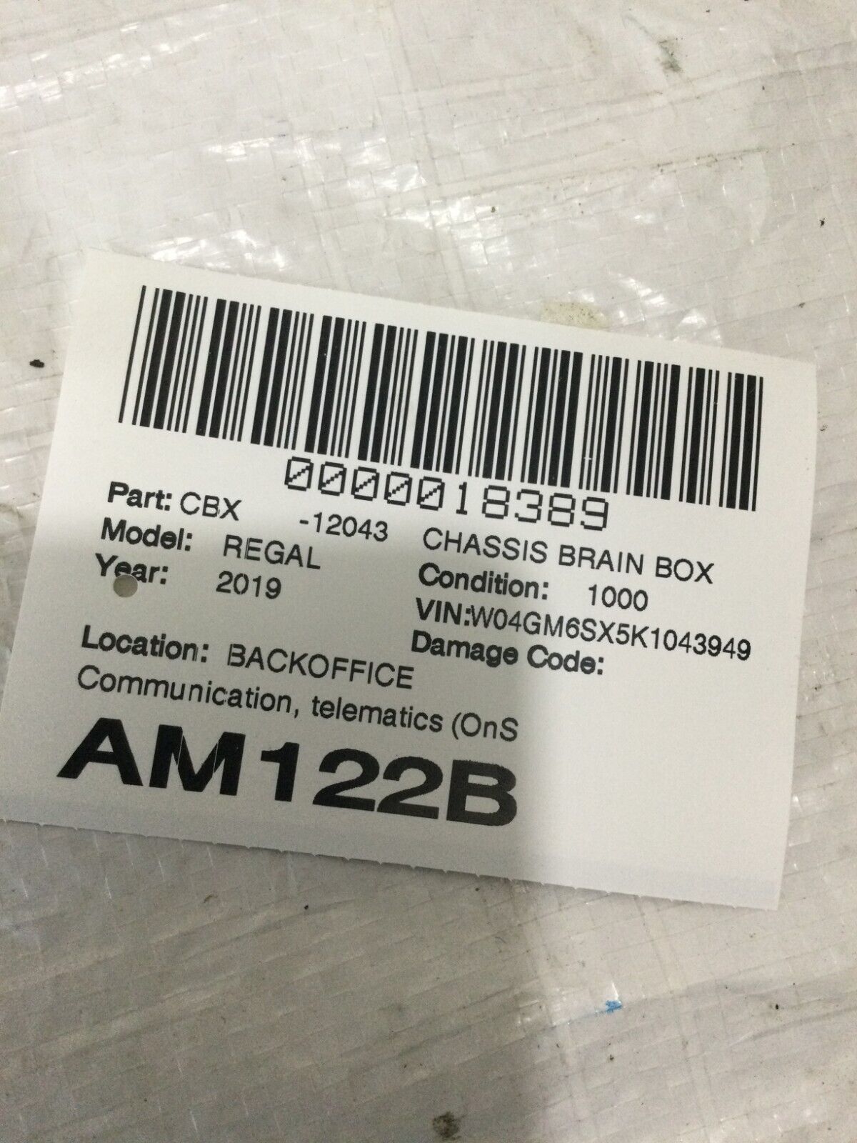 2019 Buick Regal   Comunication Control Module 84431137 OEM
