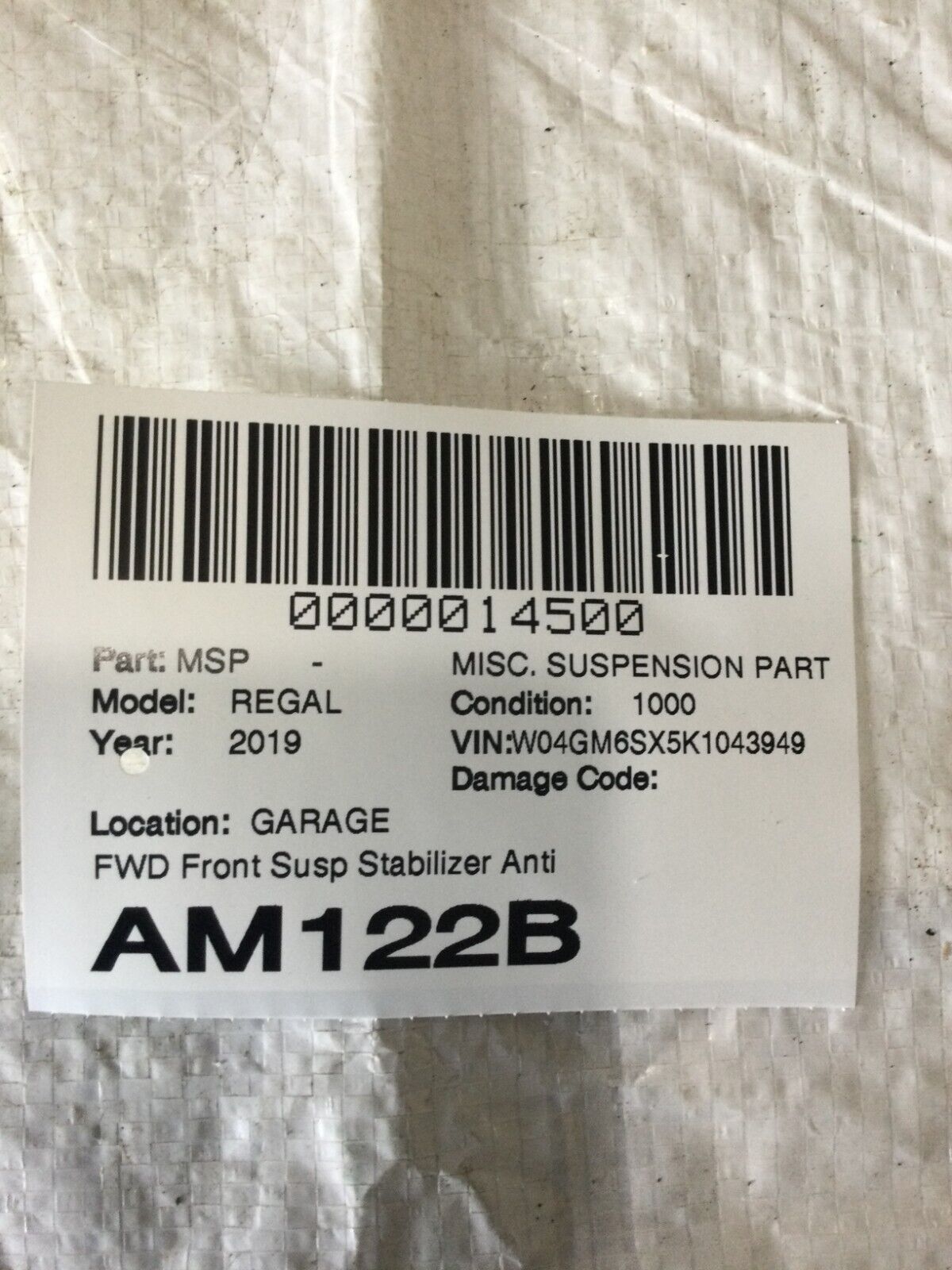 2018-2020 Buick Regal FWD Front Suspension Stabilizer Anti Roll Sway Bar OEM