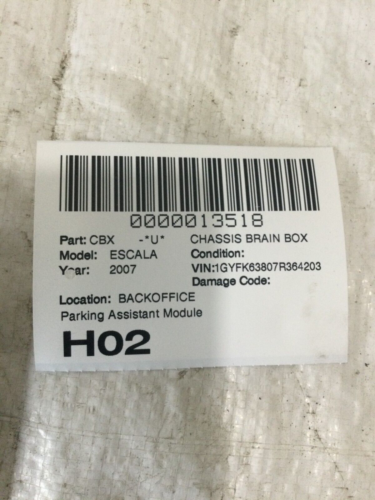 2007 Cadillac Escalade Driver Park Assist Control Module 15896180 OEM