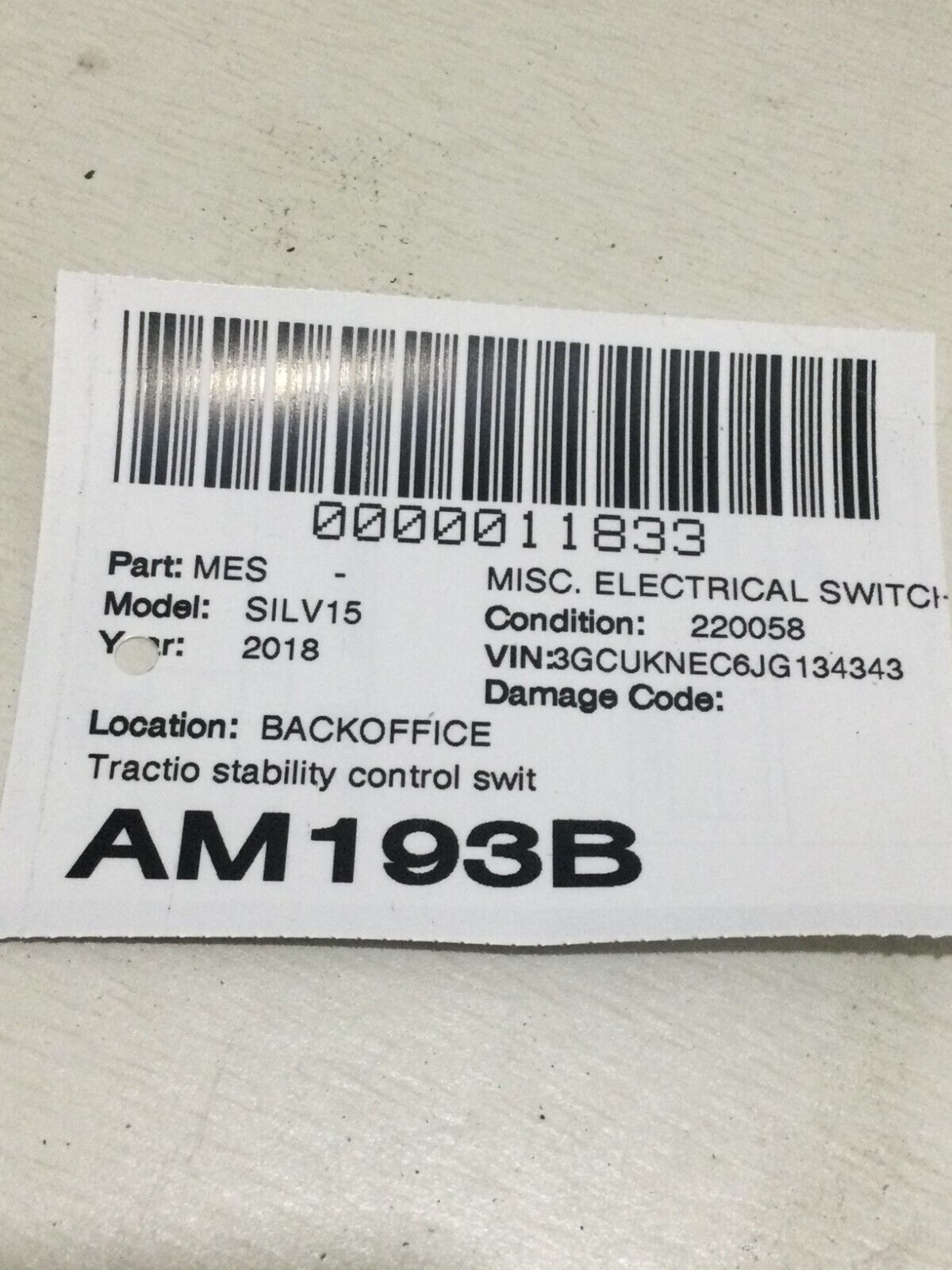 2018 Chevrolet Silverado 1500 Traction Stability Control Switch 23145169 OEM