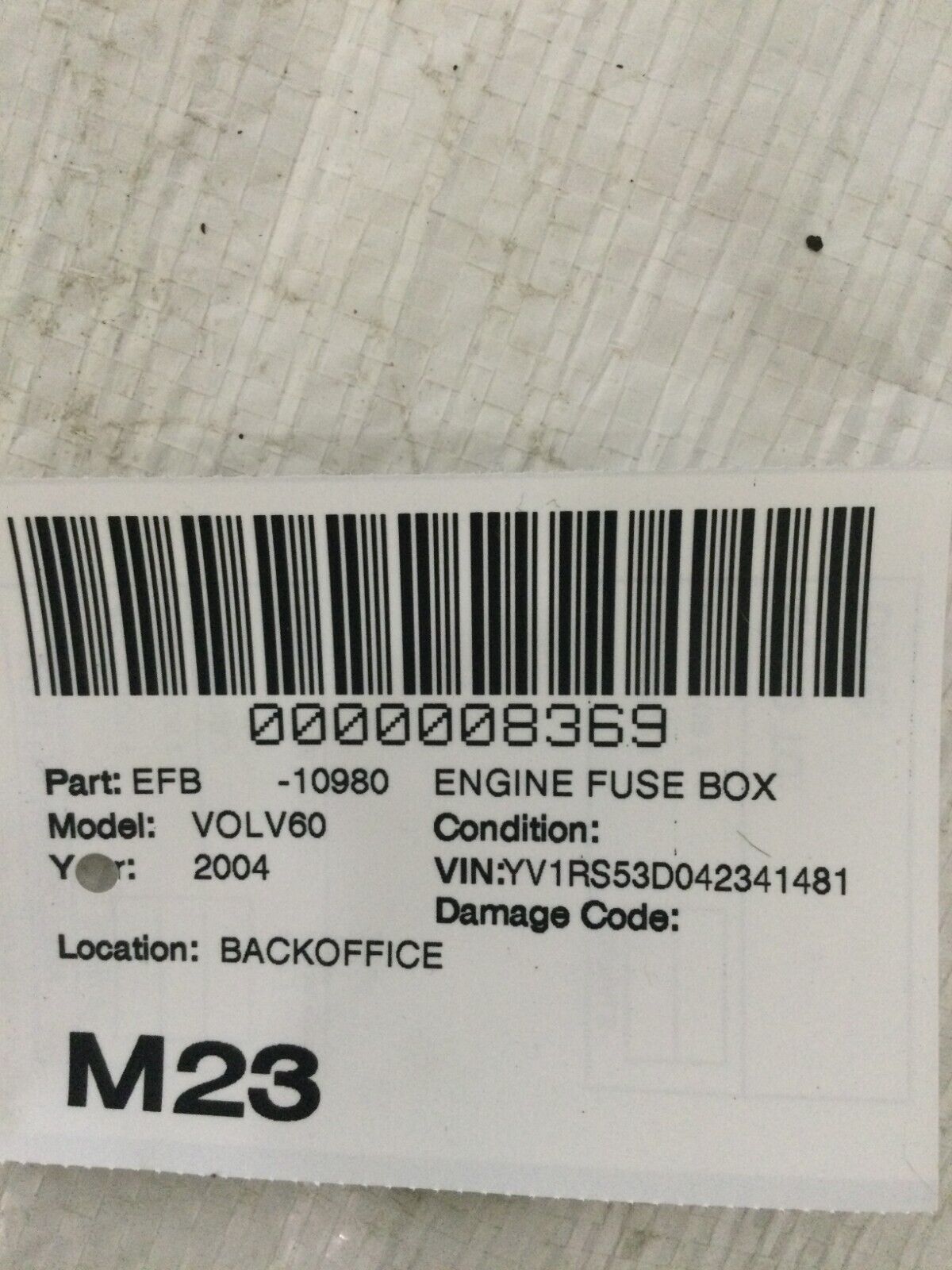 2004 Volvo S60 Control Fuse Box Module 518829007 OEM