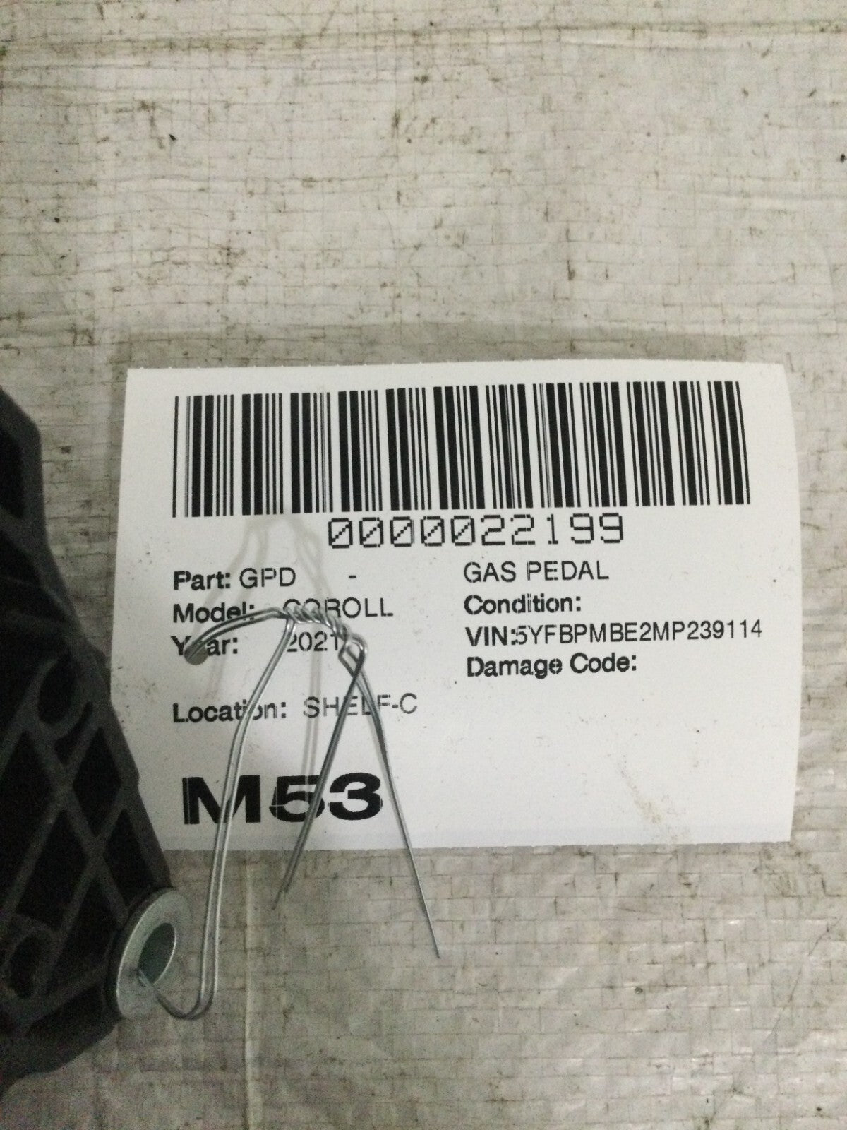 2021 Toyota Corolla Gas Accelerator Pedal OEM