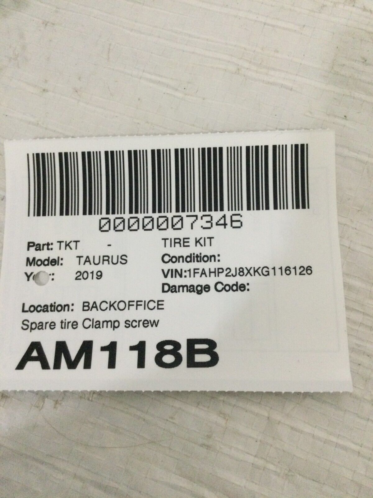 2019 Ford Taurus Spare Wheel Carrier Washer Black 5F93-1A390-AC OEM