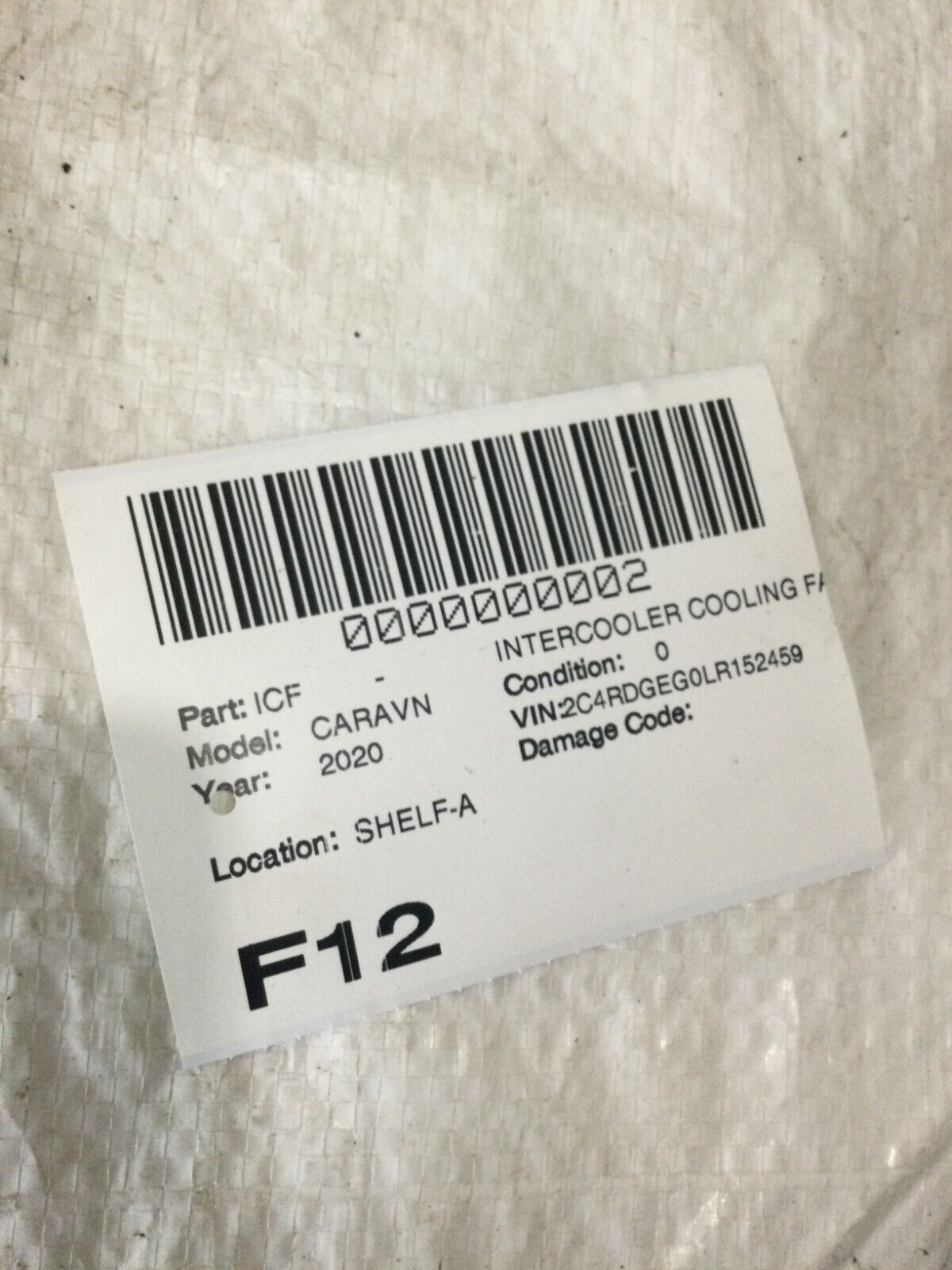 2020 Dodge Grand Caravan Intercooler Cooling Fan Assembly OEM