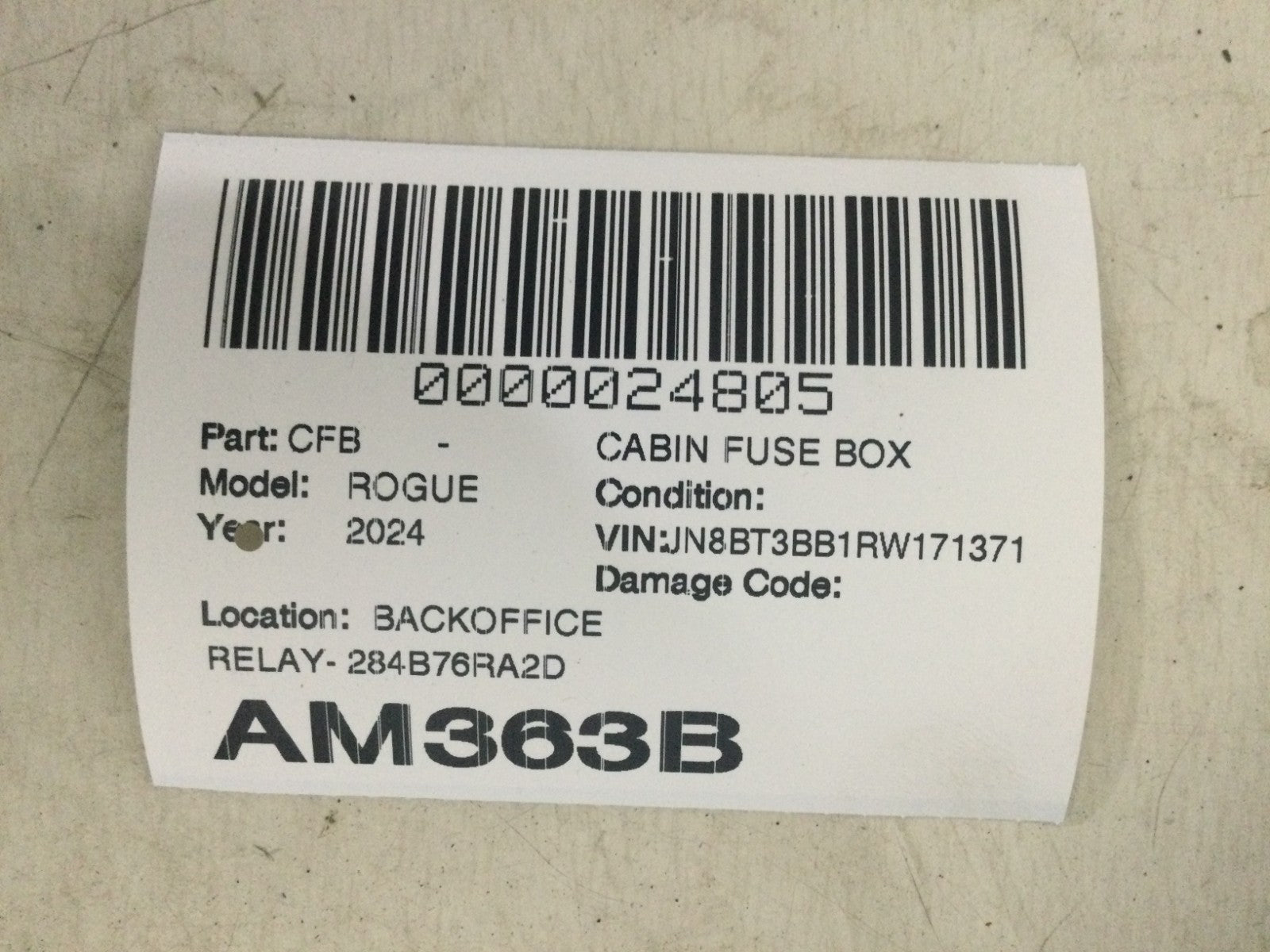 2024 Nissan Rogue 1.5L Control Unit IPDM Engine Room OEM 284B7 6RA2D