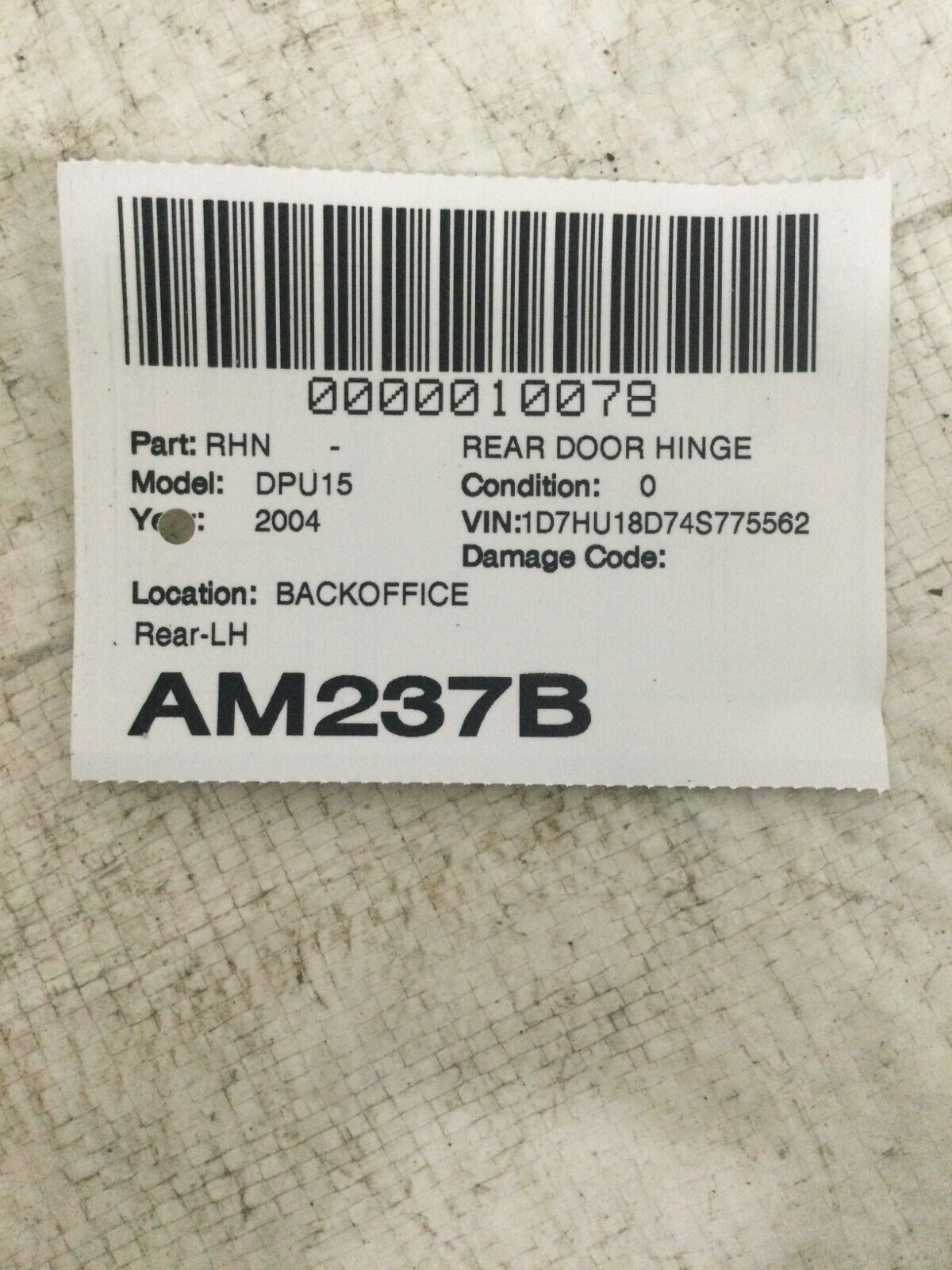 2004 Dodge Ram 1500 Rear Left Door Hinge OEM