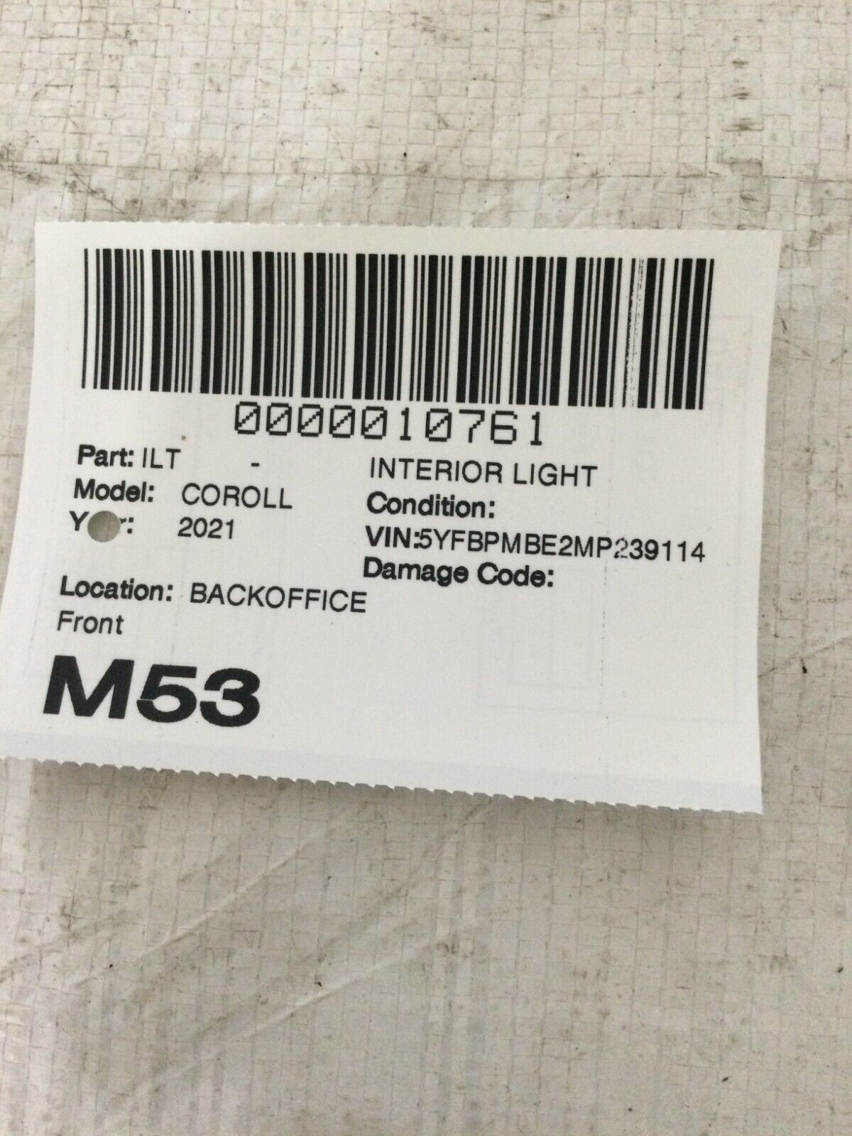 2019-2022 Toyota Corolla Front Overhead Console Dome Map Light OEM