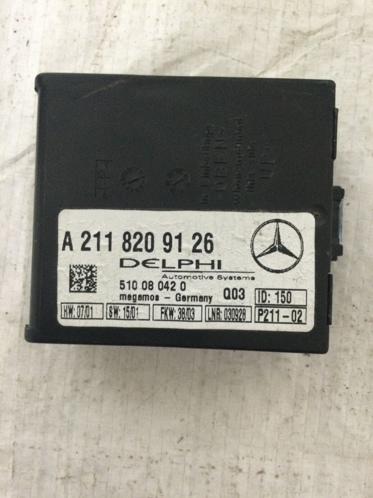 2004 Mercedes Benz S430 Theft Locking Control Module 2118209126 OEM
