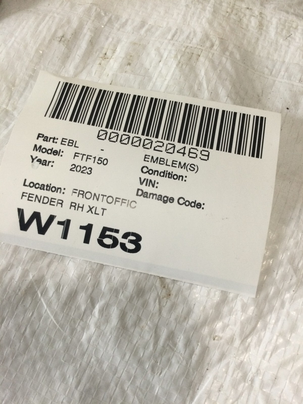 2023 Ford 150 F150 Fender Emblem Vent XLT Right Passenger Side OEM