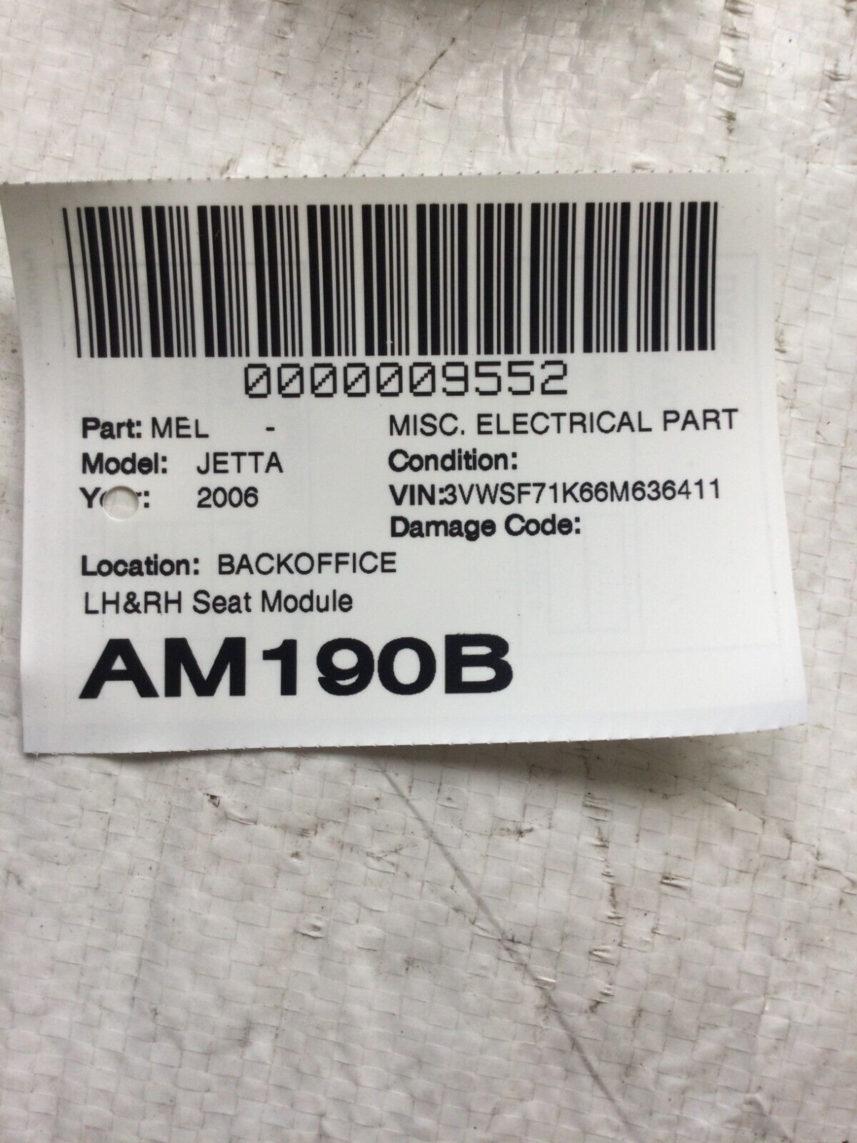 2006 Volkswagen Jetta Left And Right Heated Seat Switch OEM 7L0959772