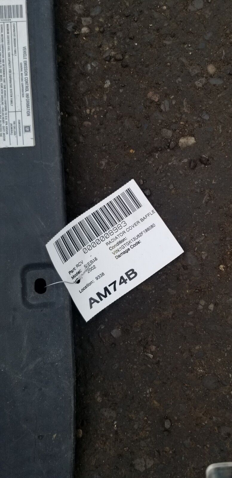 2002 GMC Sierra 1500 Radiator Cover Baffle OEM