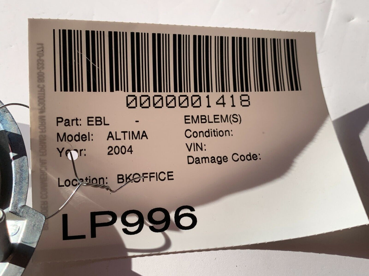 2004 Nissan Altima Emblem Chrome OEM