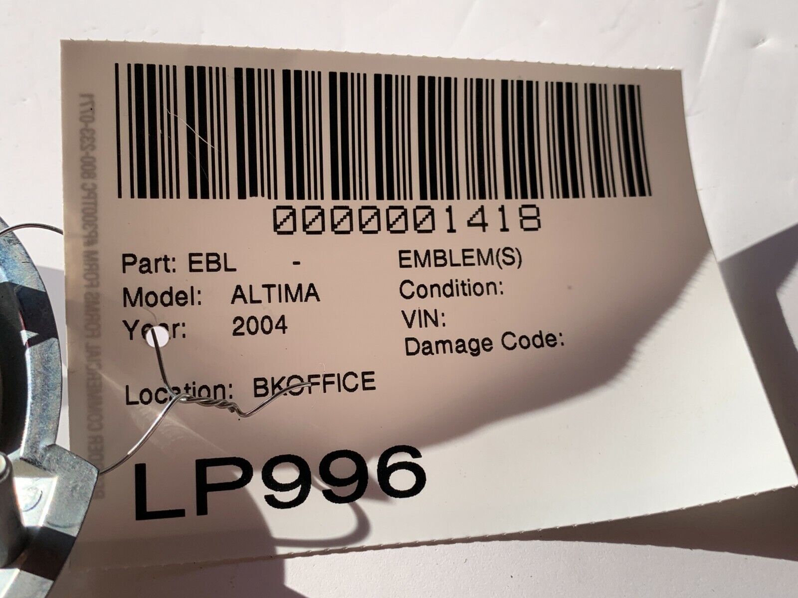 2004 Nissan Altima Emblem Chrome OEM