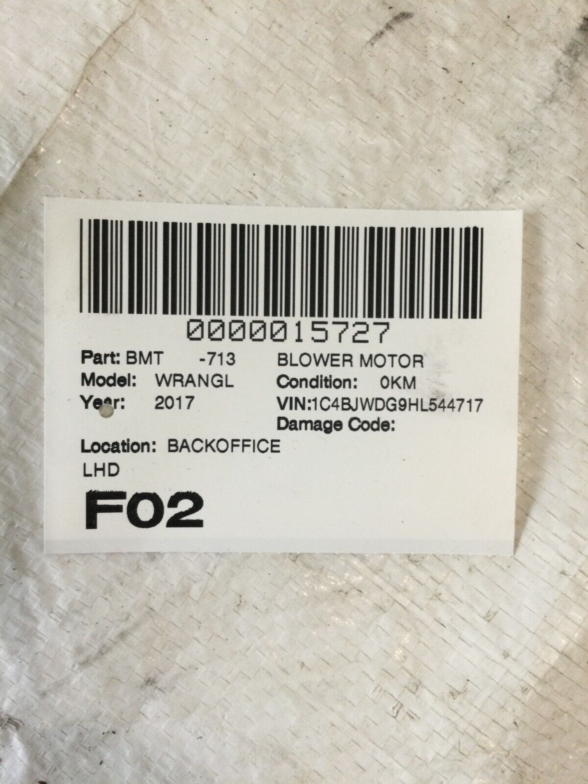 2017 Jeep Wrangler A/C Heater Blower Motor OEM