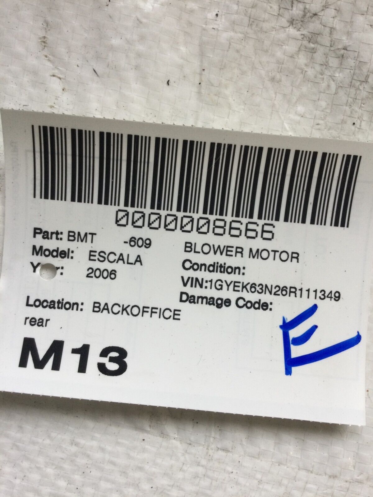 2006 Cadillac Escalade 6.0L Rear A/C Heater Blower Motor OEM