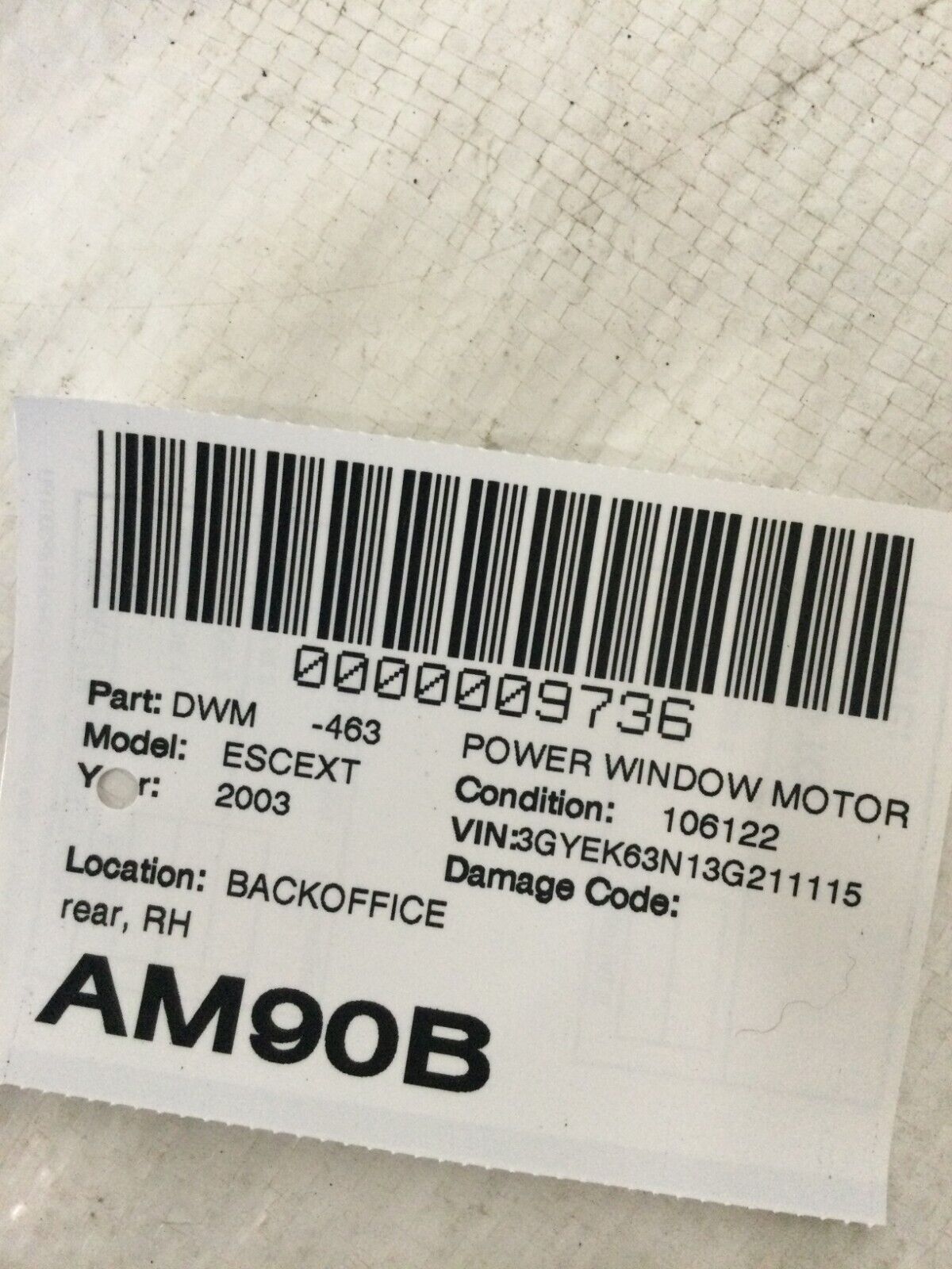 2003-2006 Cadillac Escalade EXT Rear Right Power Window Motor OEM