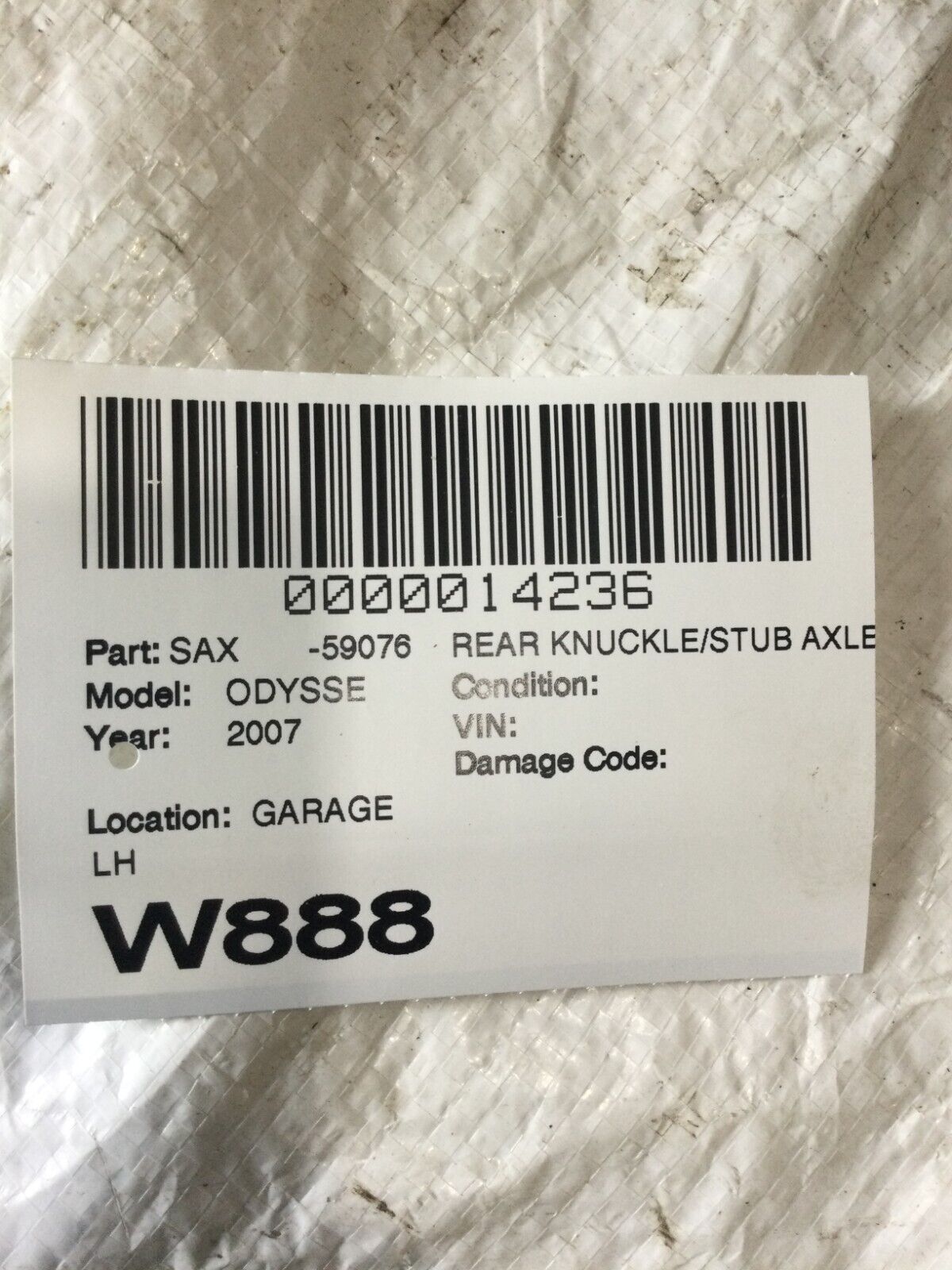 2007 Honda Odyssey Rear Left Spindle Knuckle Bearing Hub OEM