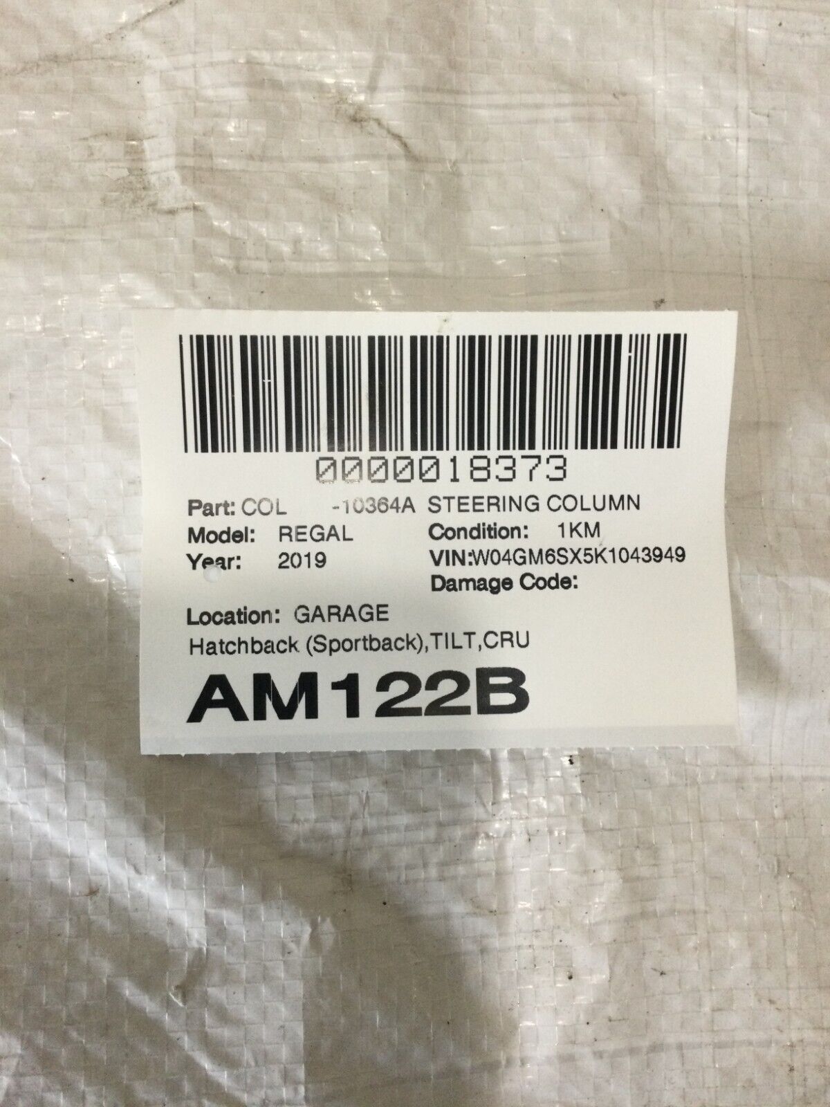 2019 Buick Regal  Hatchback Steering Column Assembly  84452658 OEM