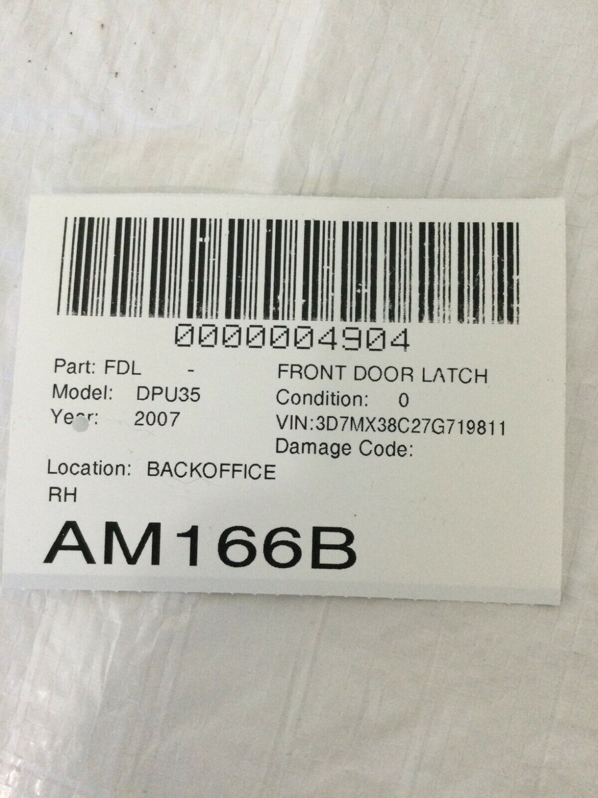 2007 Dodge Ram 3500 Front Right Door Lock Latch Actuator OEM