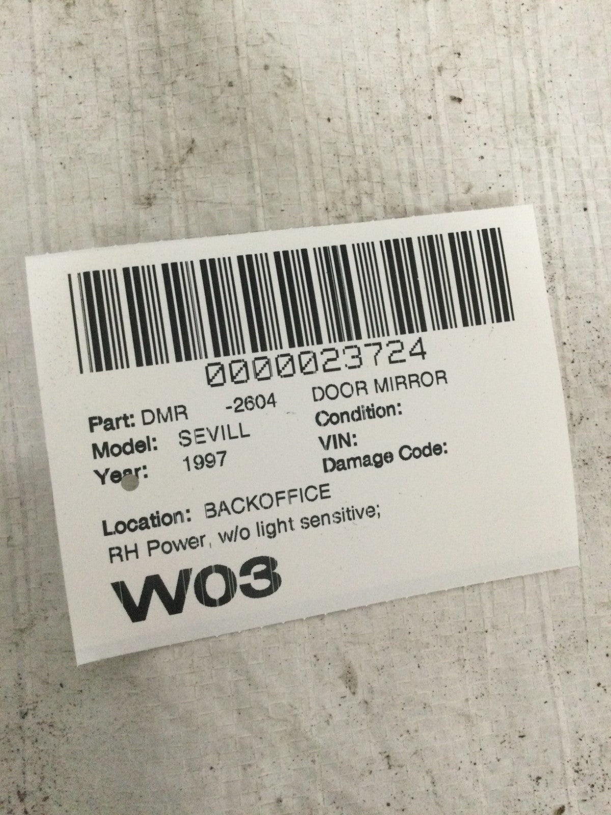 1997 Cadillac Seville Right Door Mirror OEM