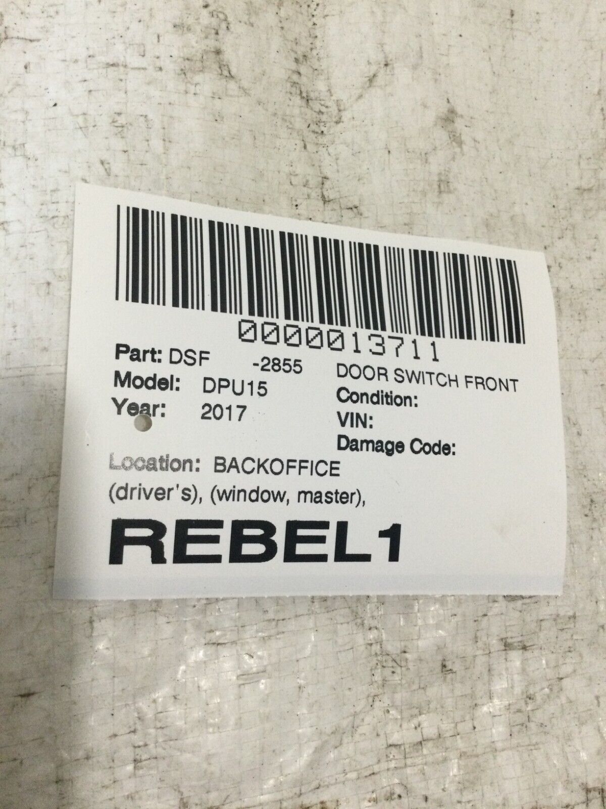 2017 Dodge Ram 1500 Rebel Front Left Master Power Window Switch OEM