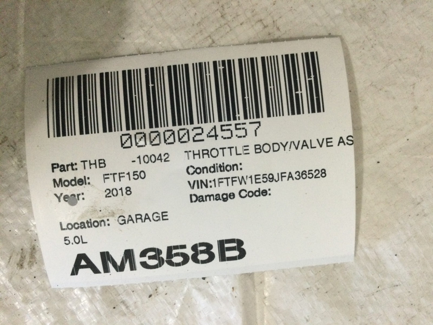 2018 Ford F150 F-150 5.0L Throttle Body OEM JL3E-9F991-AA