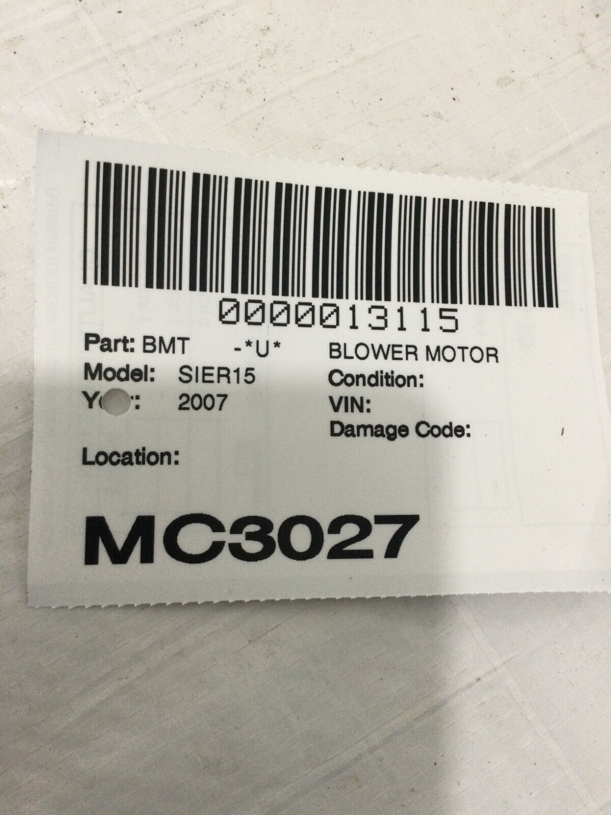 2007  Gmc Sierra 1500  Blower Motor 52408152 OEM