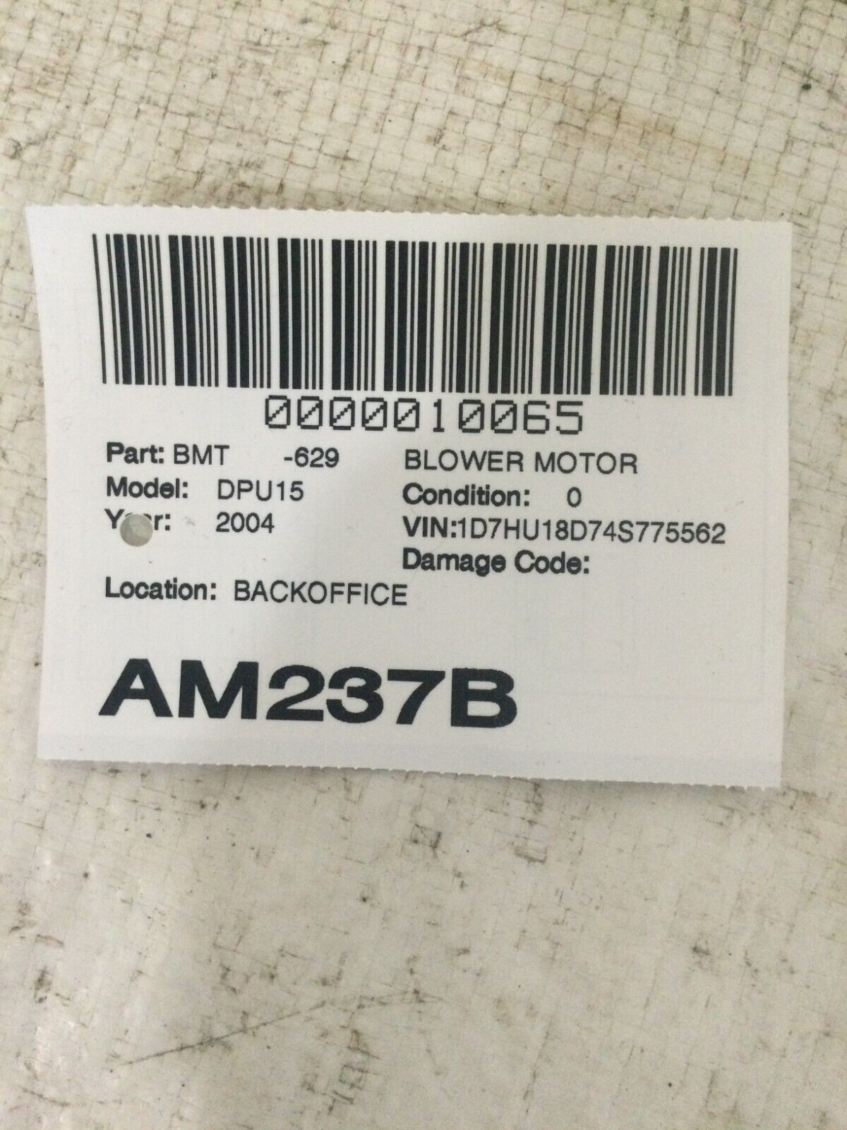 2004 Dodge Ram 1500 A/C Heater A/C Heater Blower Motor OEM AY166100-0393