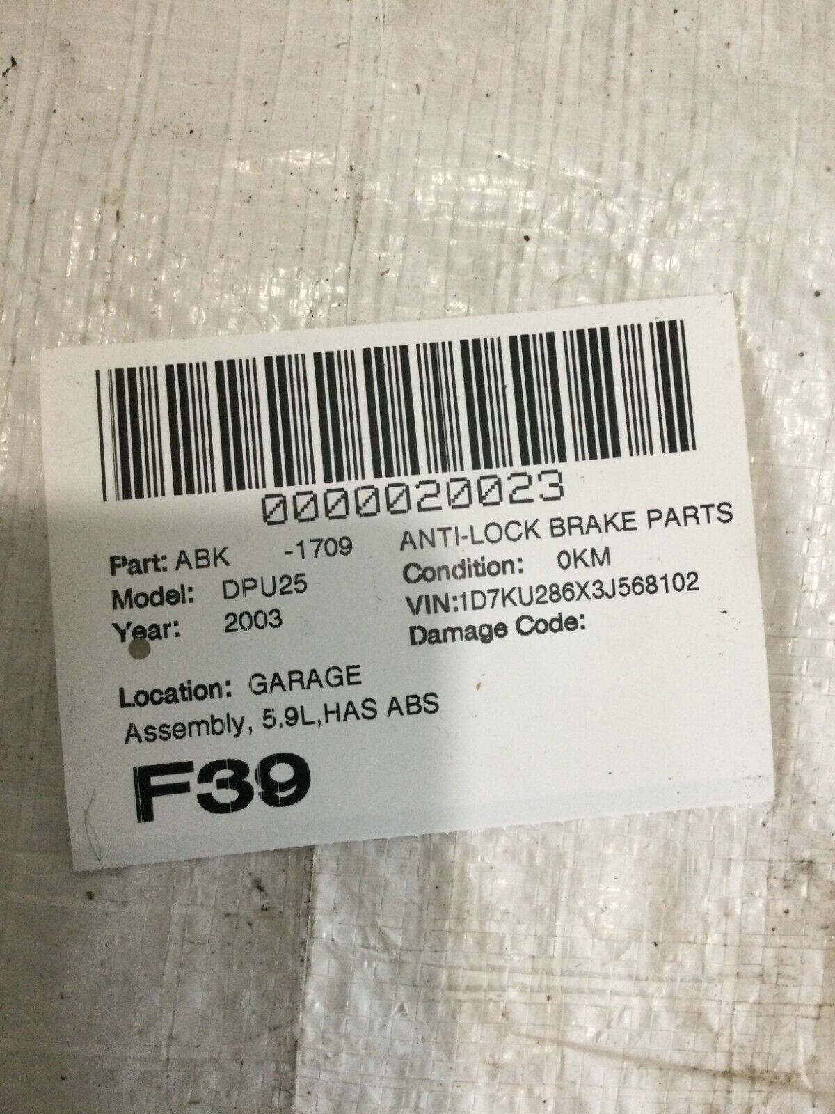 2003 Dodge Ram 2500 Anti-lock Brake Parts 52010149AE OEM