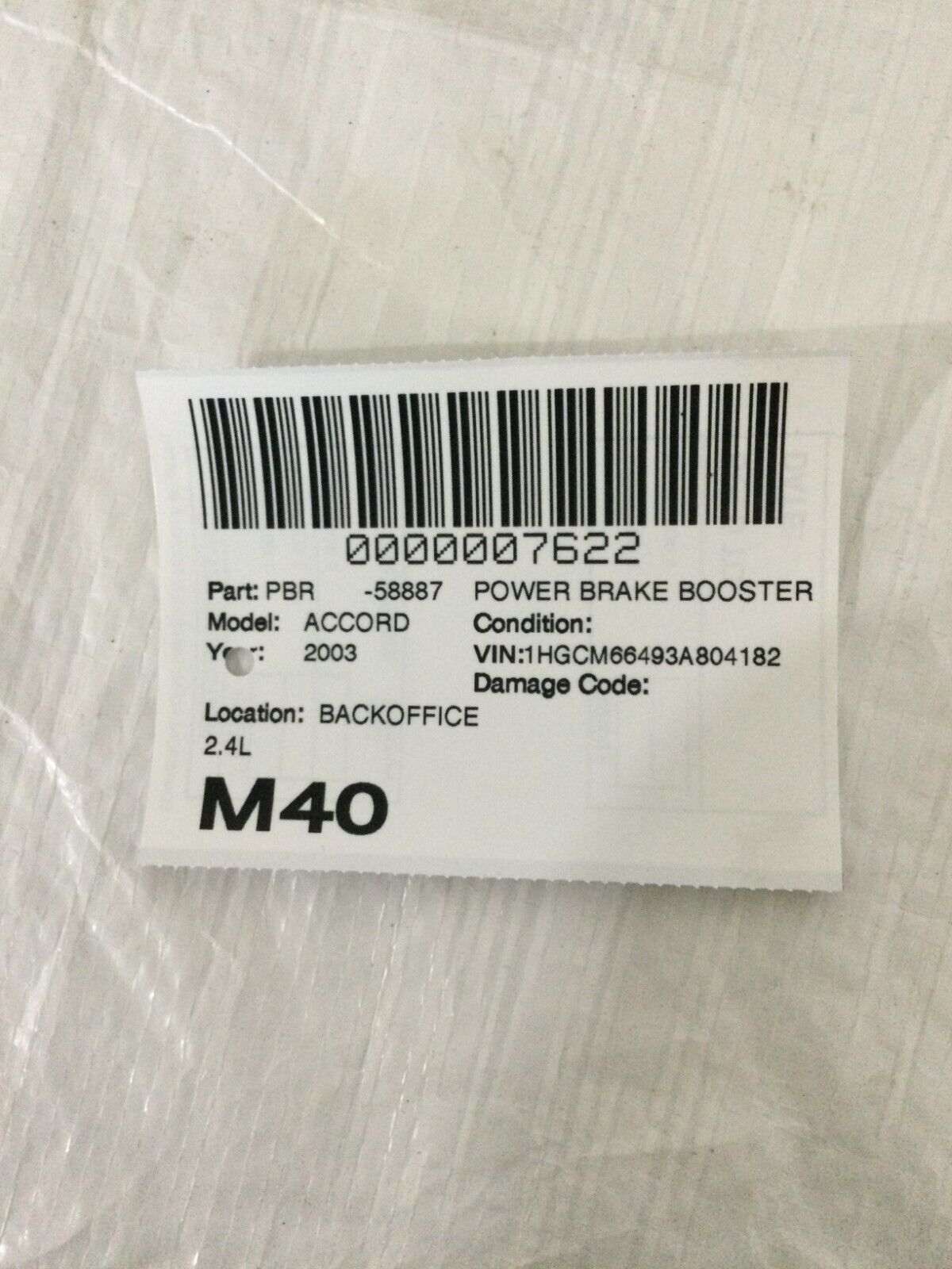 2003-2007 Honda Accord Power Brake Booster OEM 3.0L