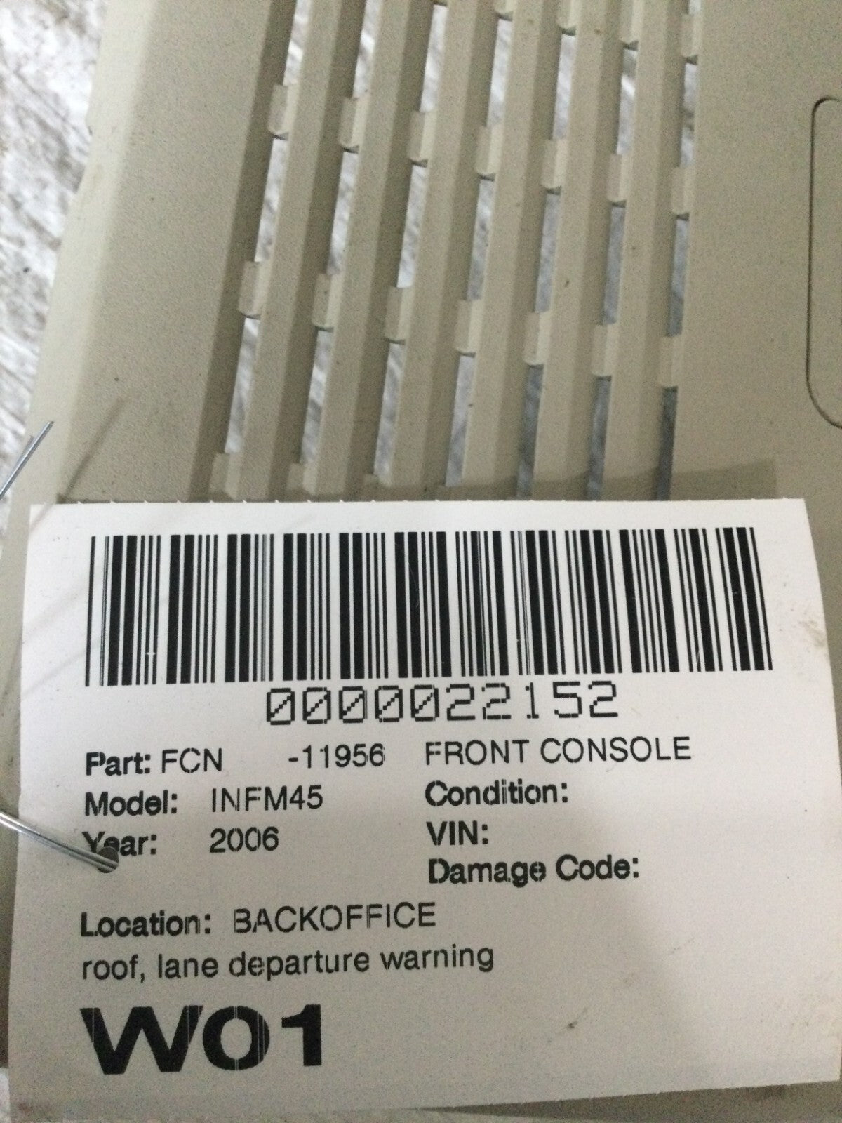 2006 Infiniti M45 Front Overhead Console OEM