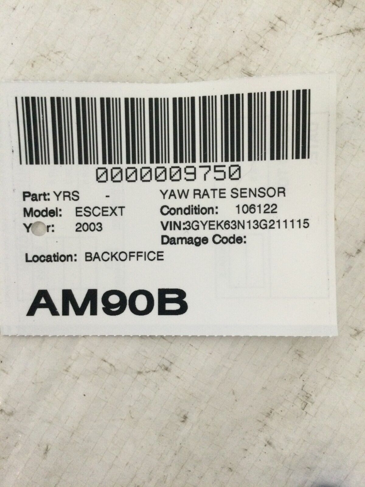 2003-2006 Cadillac Escalade EXT Yaw Rate Sensor OEM 15189628