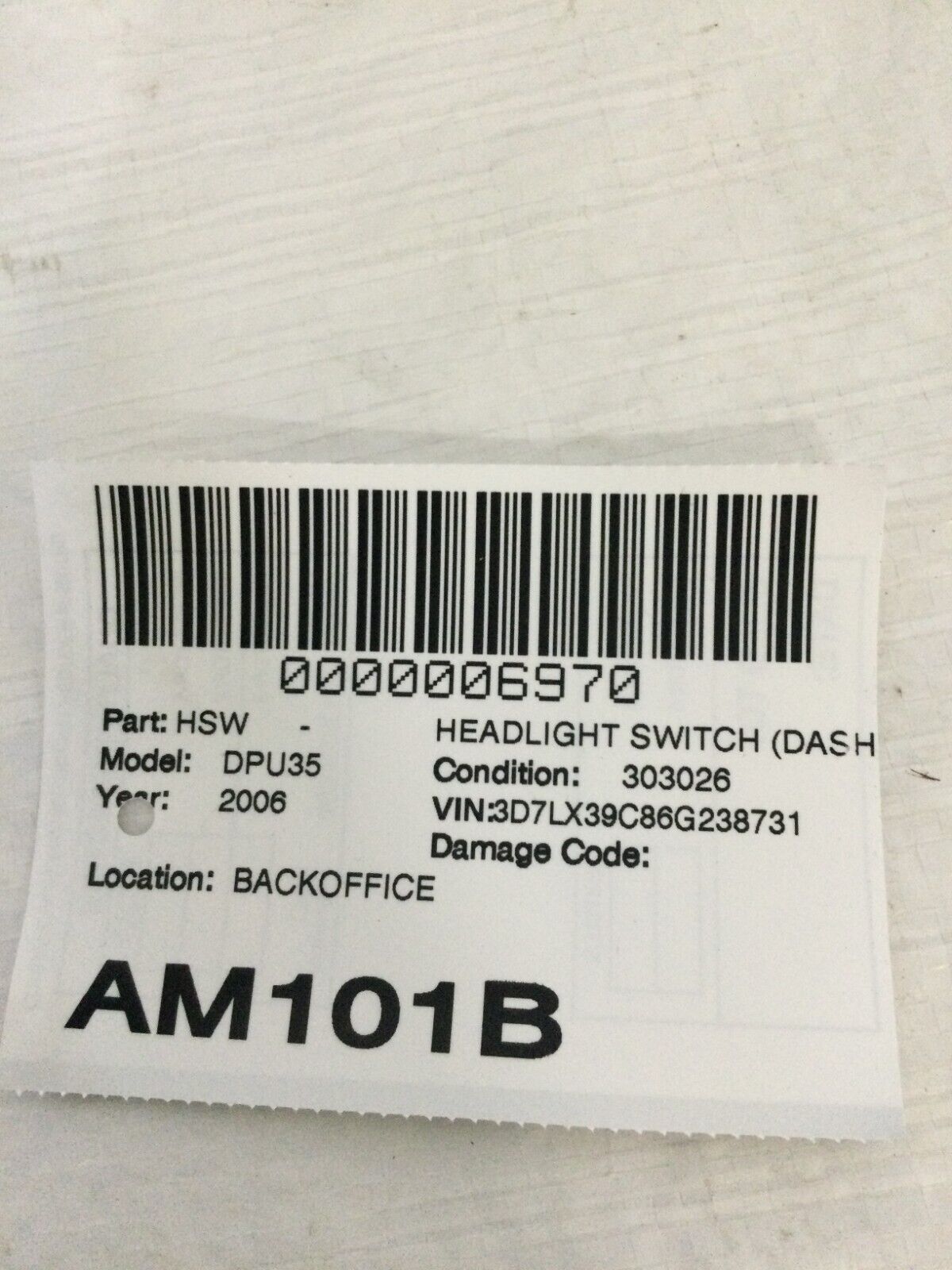 2006 Dodge Ram 3500 Pickup Headlight Switch OEM 56049636AC