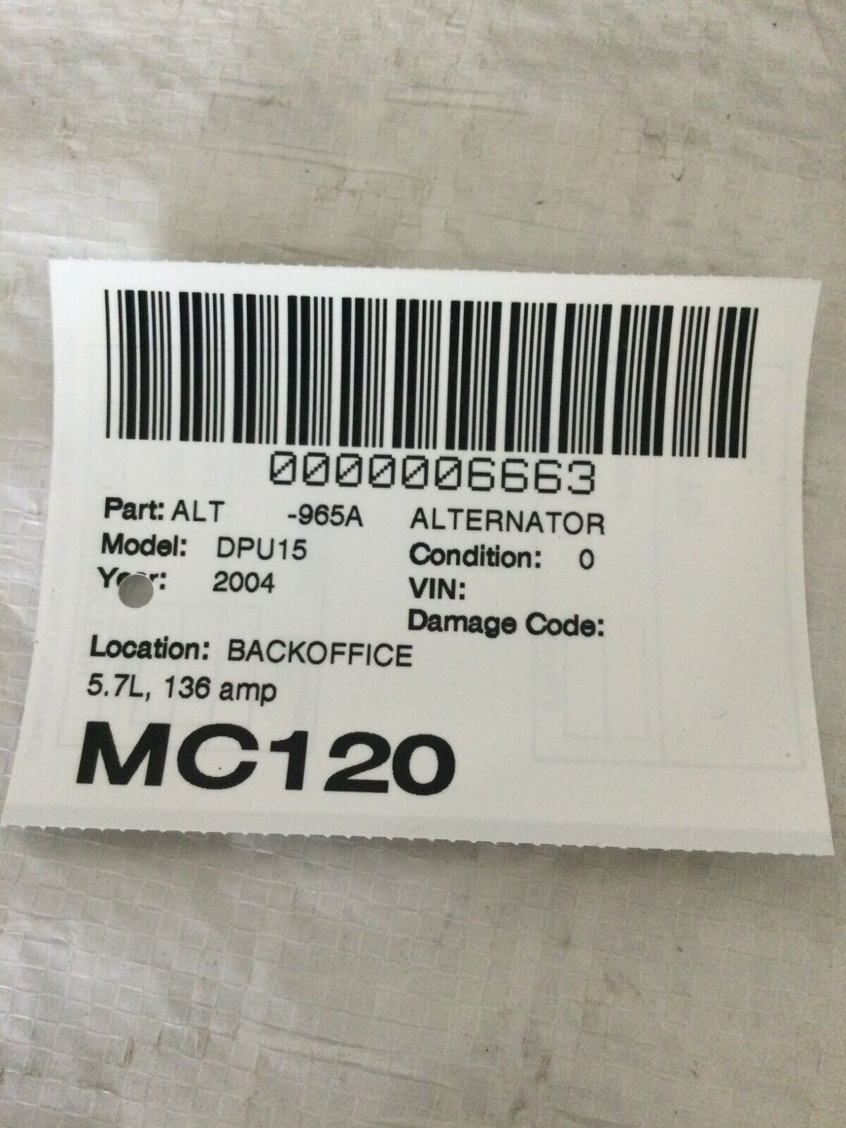 2004 Dodge Ram 1500 Alternator Motor OEM 5.7L 56028699AA