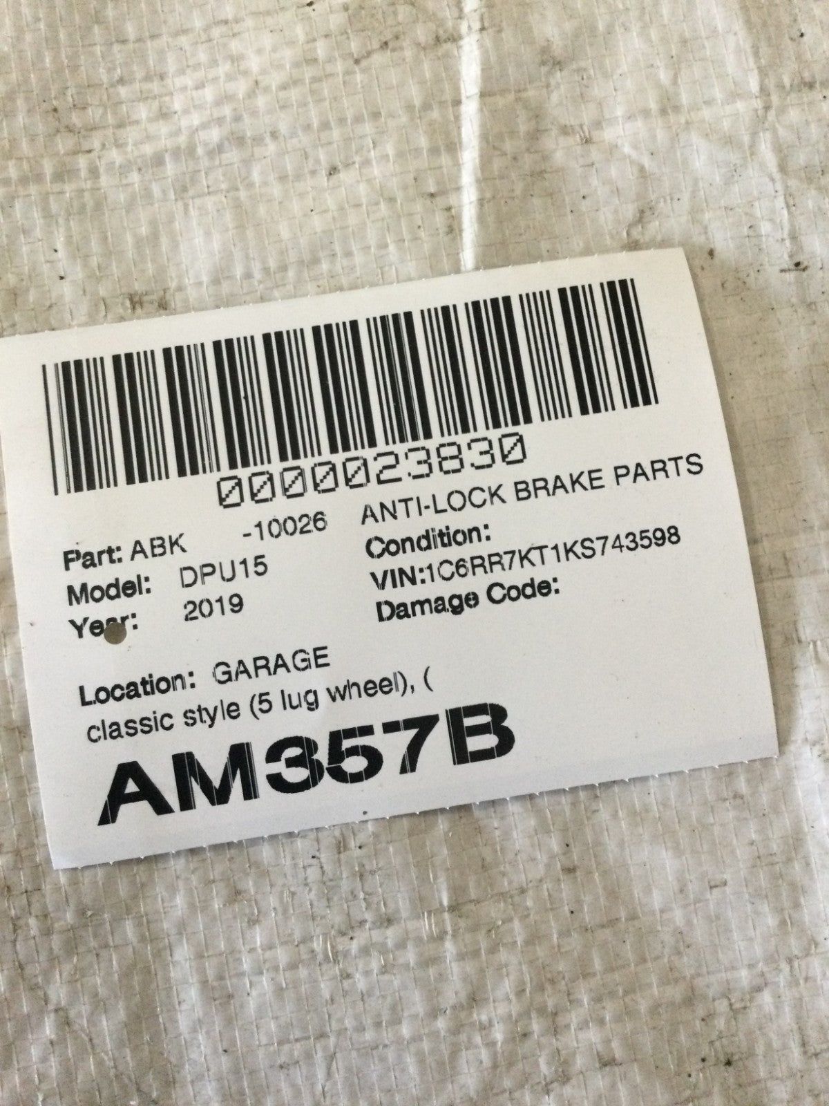 2019 Dodge Ram 1500 5.7L ABS Anti-Lock Brake Pump OEM 68376943AA