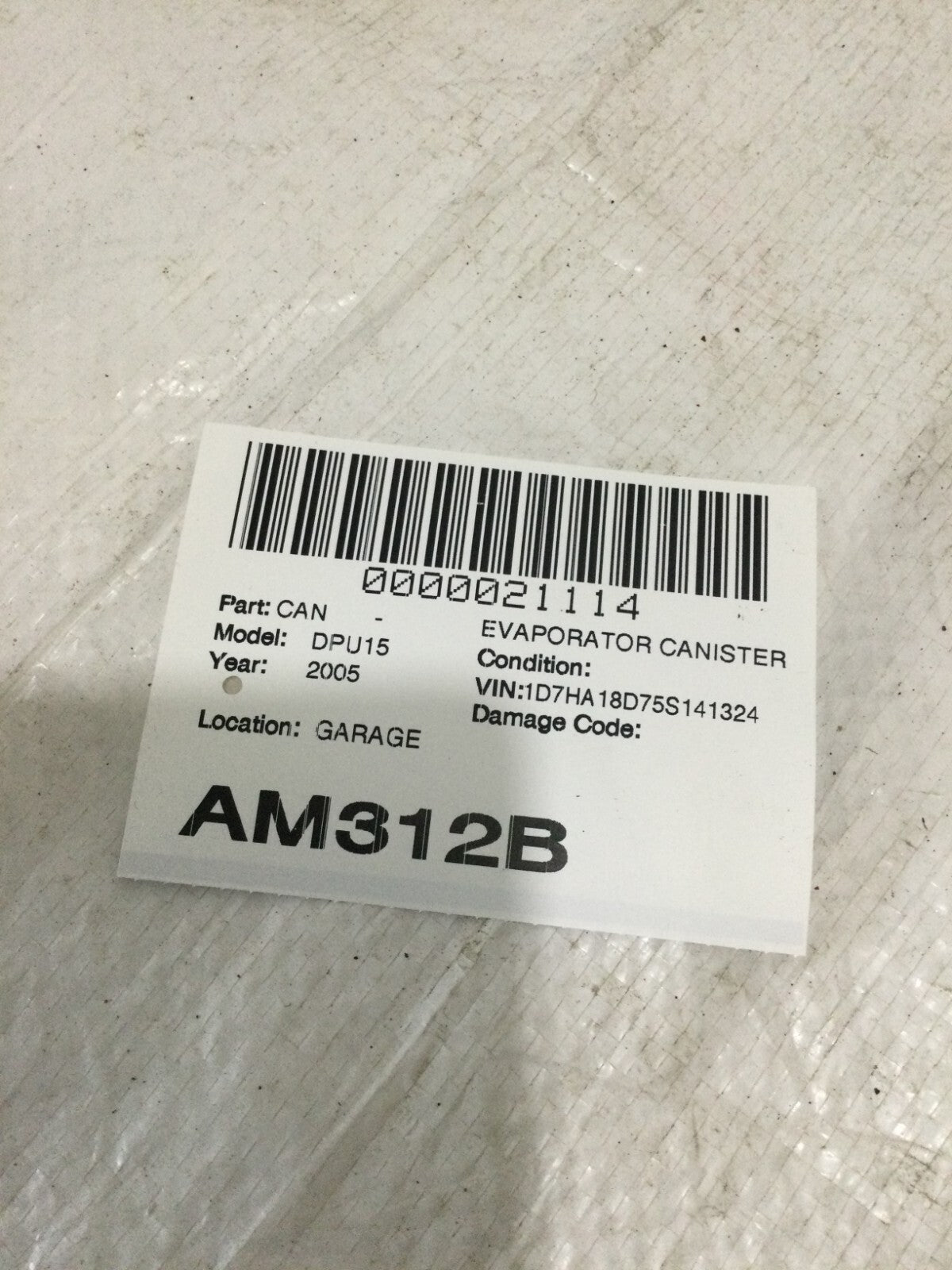 2005 Dodge Ram 1500 Fuel Vapor Canister OEM 52110232AD