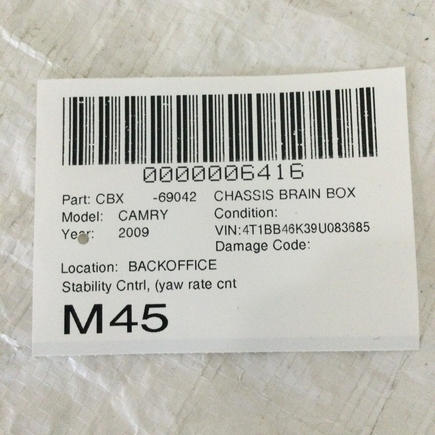 2007-2009 Toyota Camry Yaw Rate Sensor 89183-60020 OEM