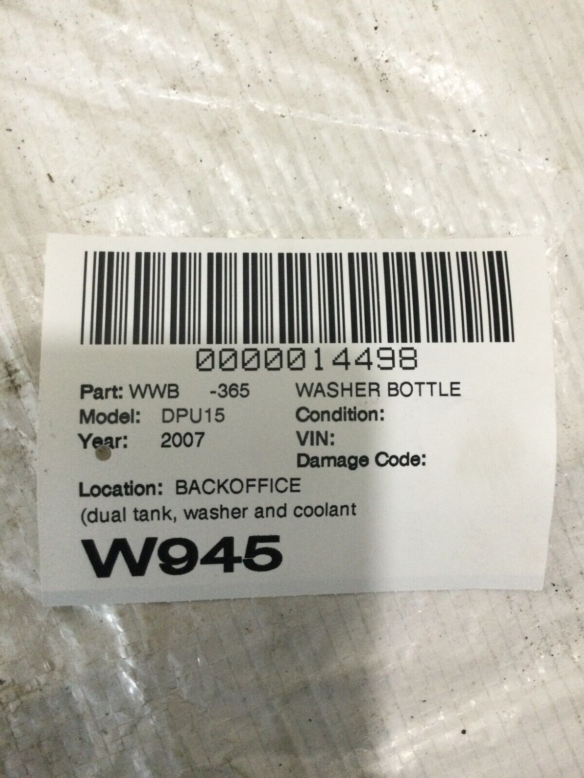 2005-2007 Dodge Ram 1500 Engine Washer And Coolant Reservoir Tank OEM 55056502AC