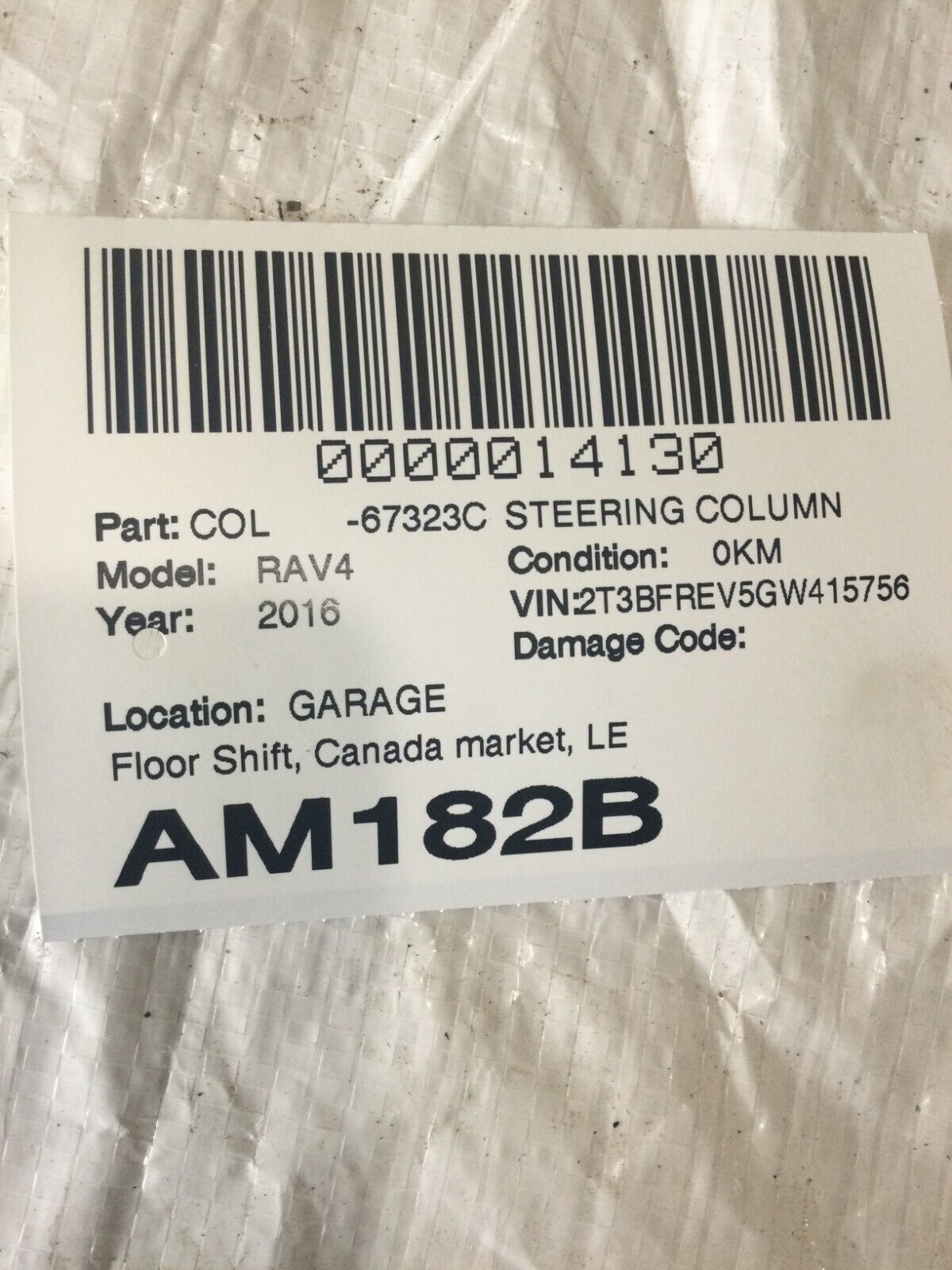 2016 Toyota Rav4 Steering Column Assembly OEM